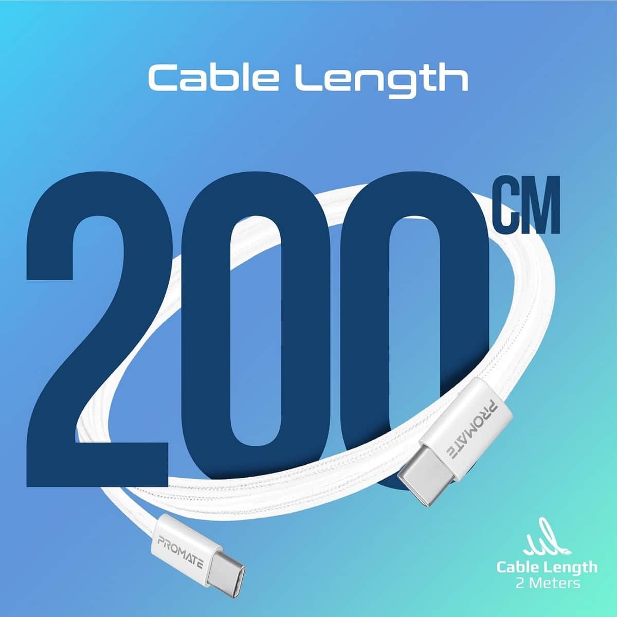 Promate 60W USB-C to USB-C Braided Cable