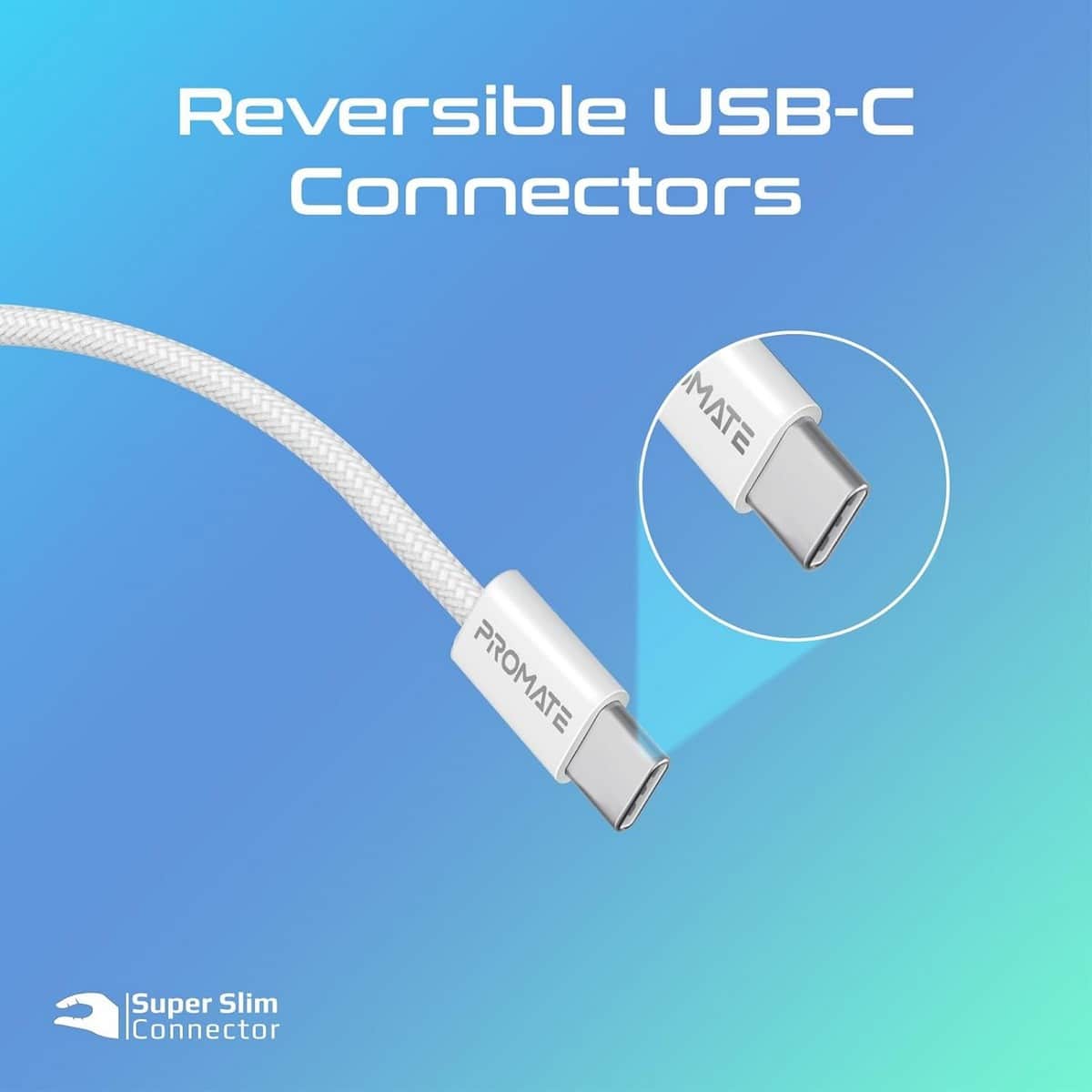 Promate 60W USB-C to USB-C Braided Cable