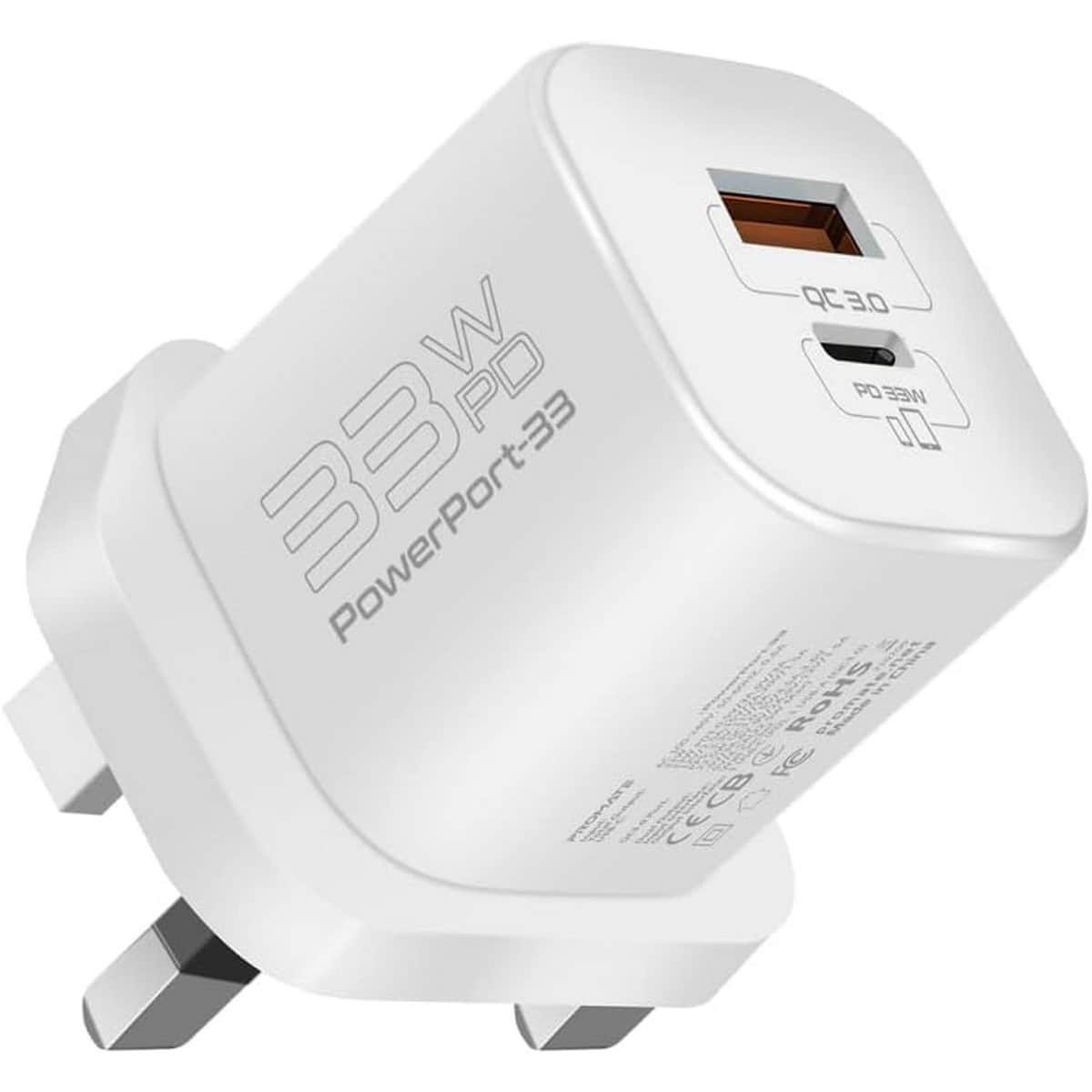 Promate 33W GaN USB-C & QC 3.0 Wall Charger