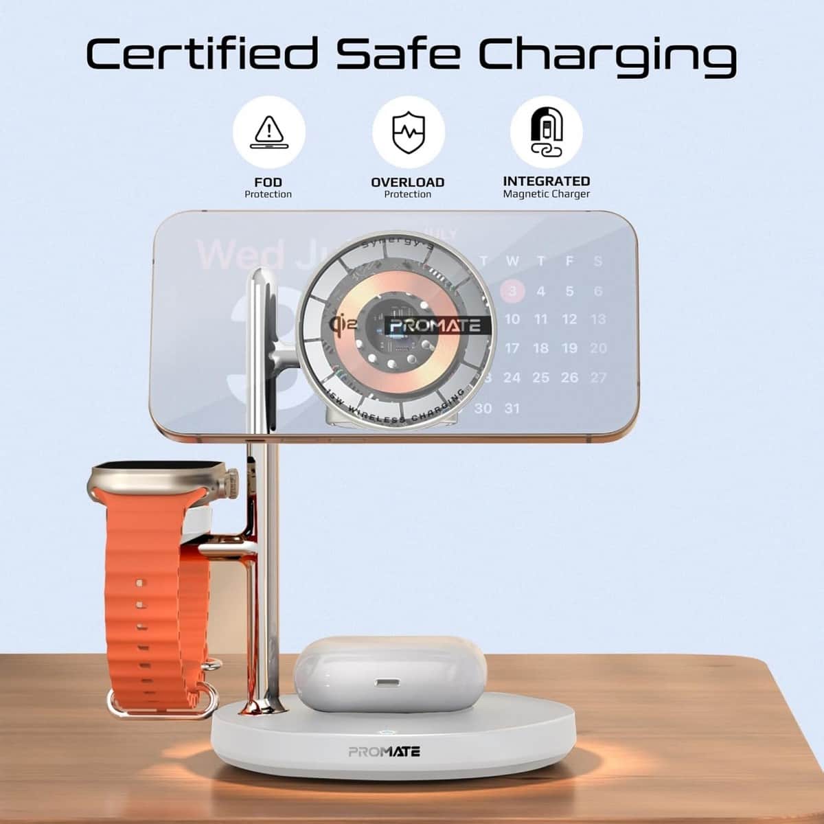 Promate 4-in-1 Qi2 Fast Wireless Charging Dock