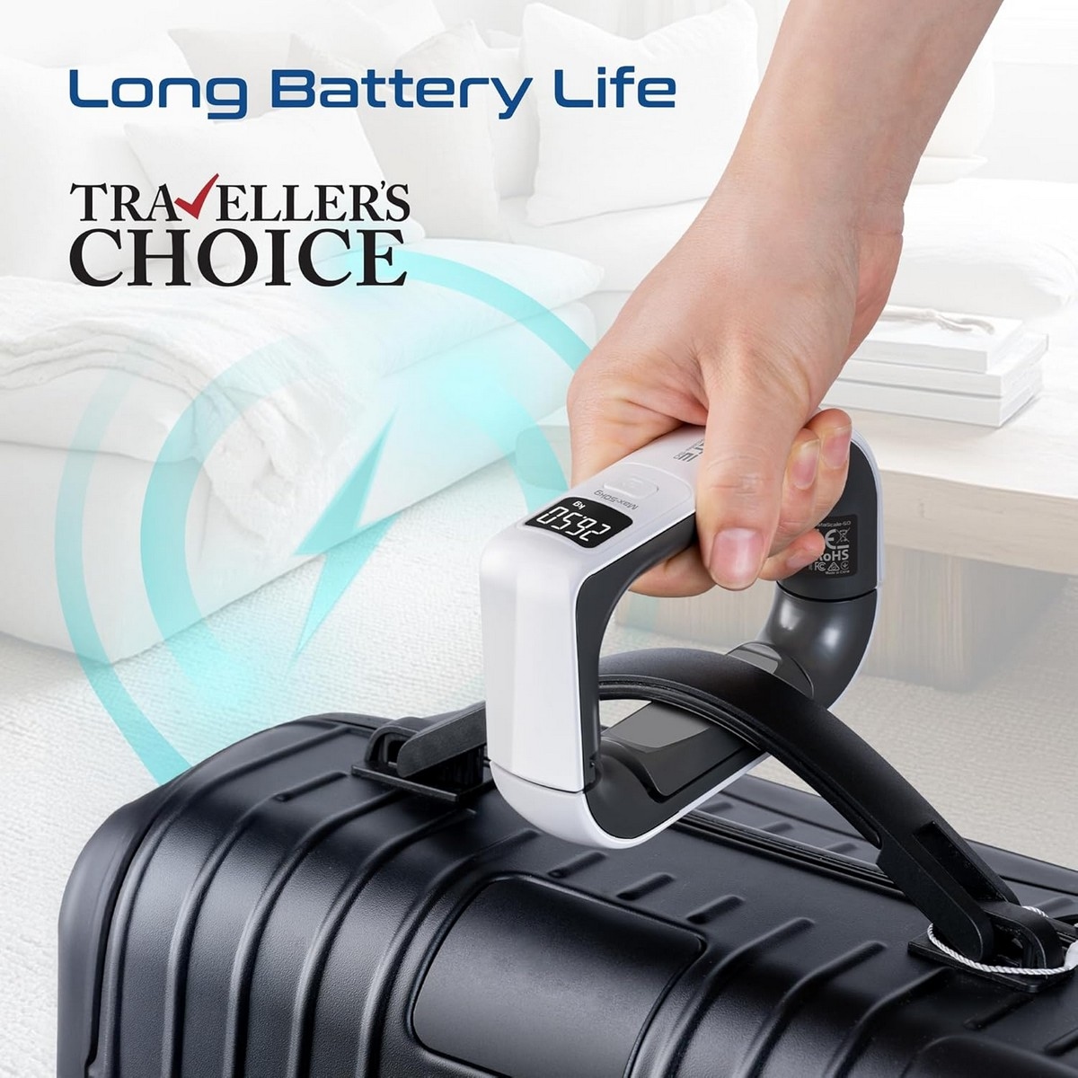 Promate Anti-Slip D Grip Digital Luggage Scale