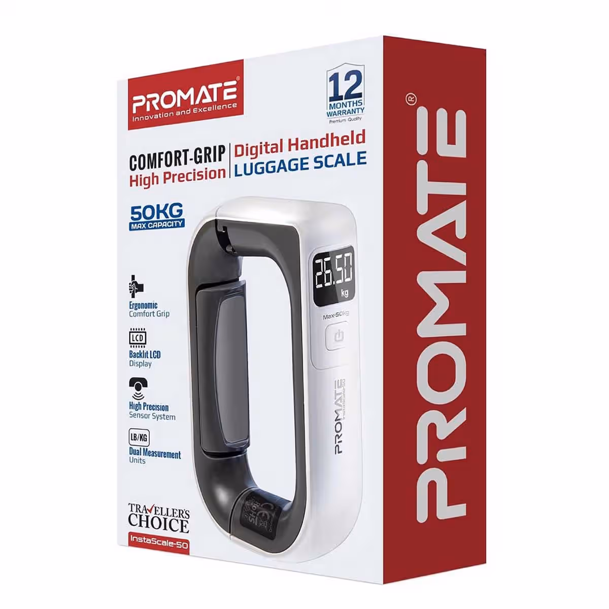 Promate Anti-Slip D Grip Digital Luggage Scale