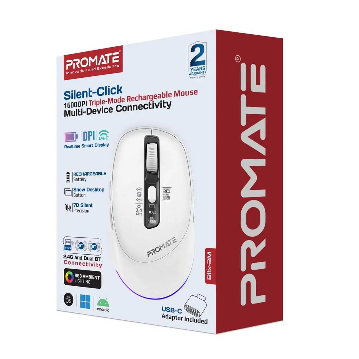 Promate Blix-3M Triple-Mode Wireless Mouse