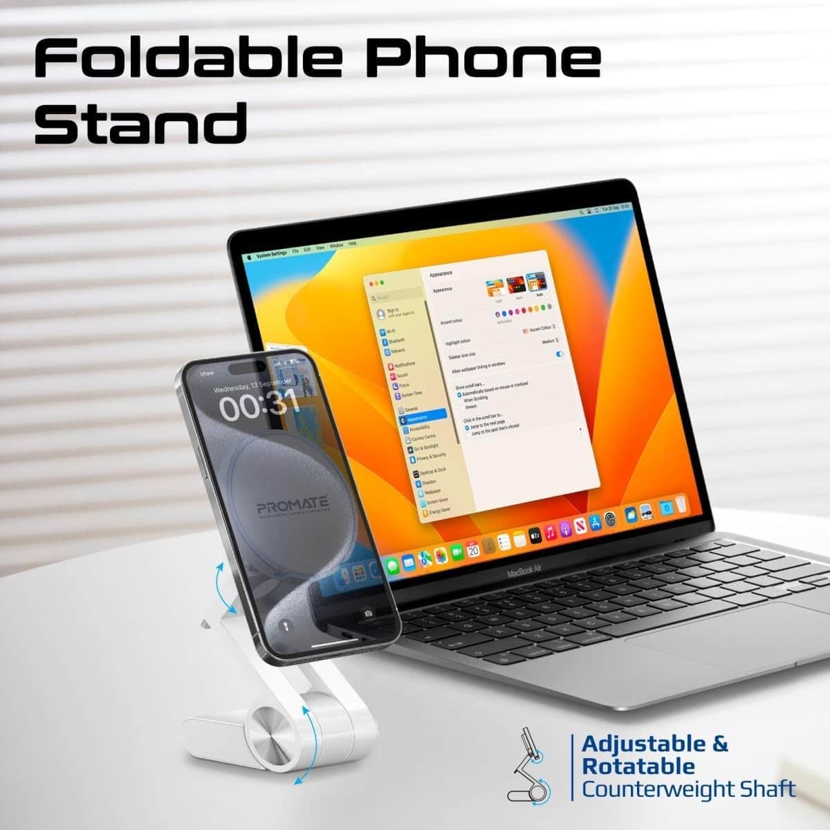 Promate White Continuity Camera Phone Stand & Mount