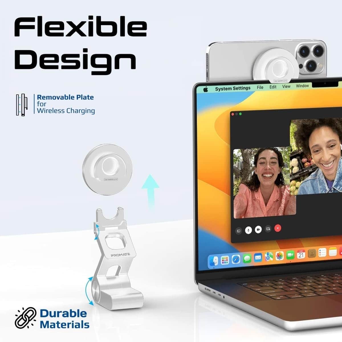 Promate White Continuity Camera Phone Stand & Mount