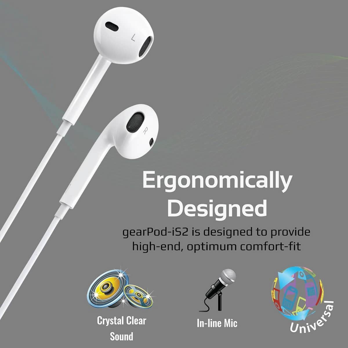 Promate White GearPod-IS2 3.5mm In-Ear Wired Earphones