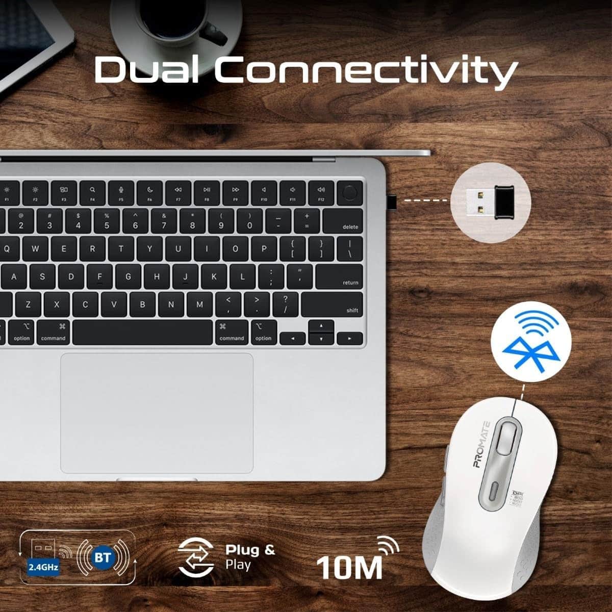 Promate Ken Bluetooth & 2.4GHz Dual Mode Wireless Mouse