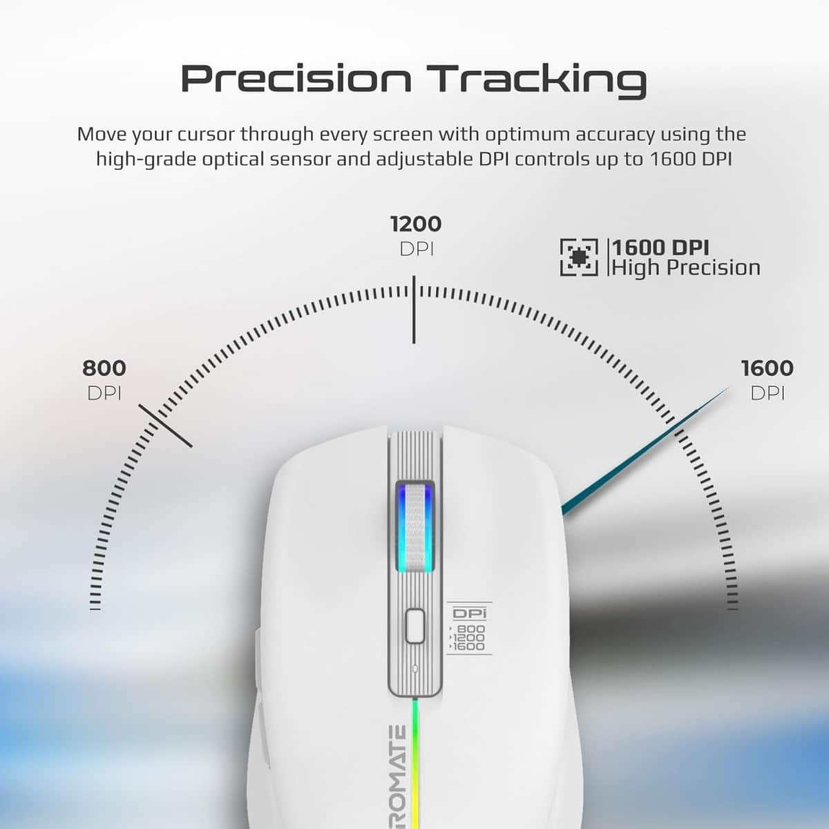 Promate Kitt 2.4GHz Rechargeable RGB LED Wireless Mouse