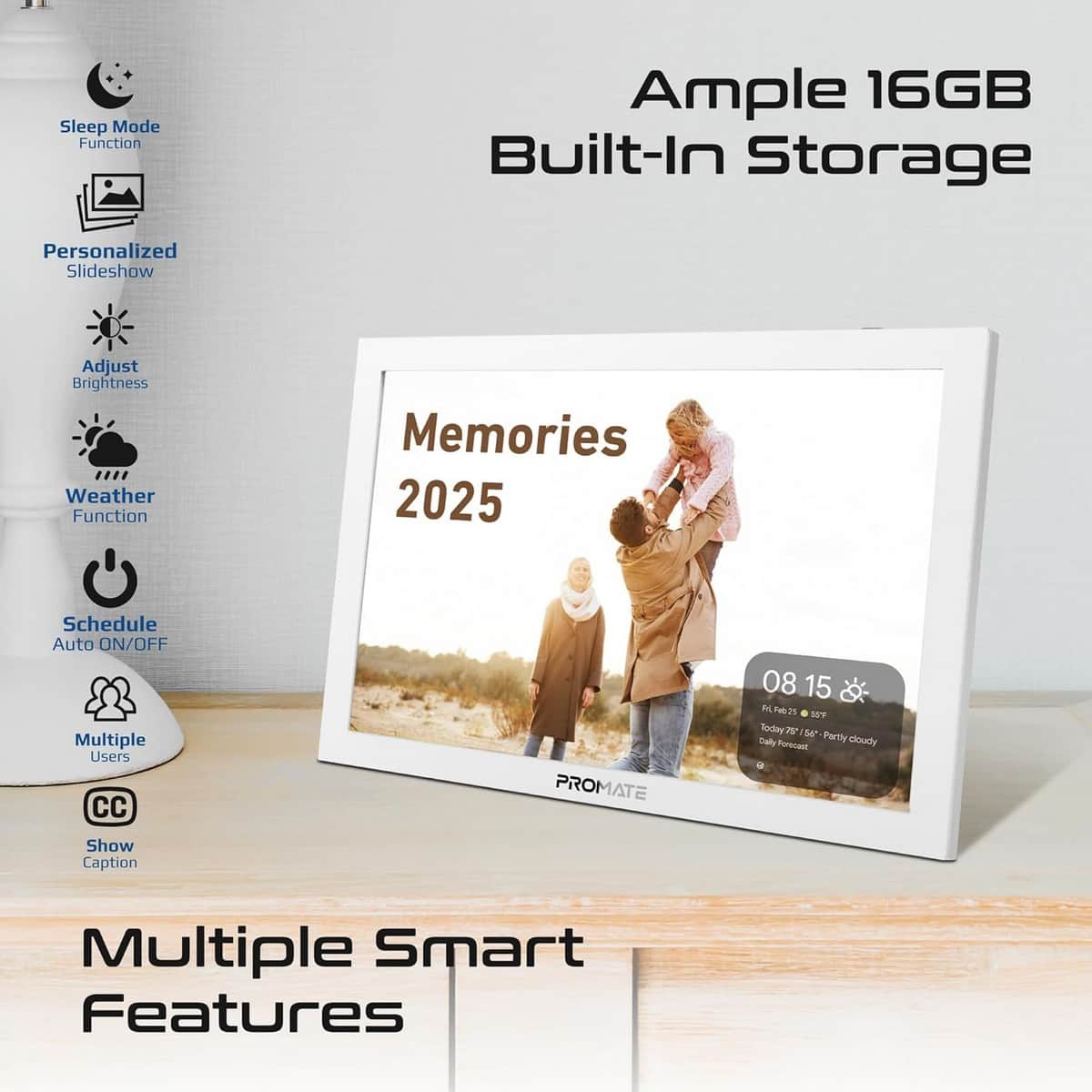 بروميت إطار صور رقمي لاسلكي بشاشة لمس Full HD Memoria