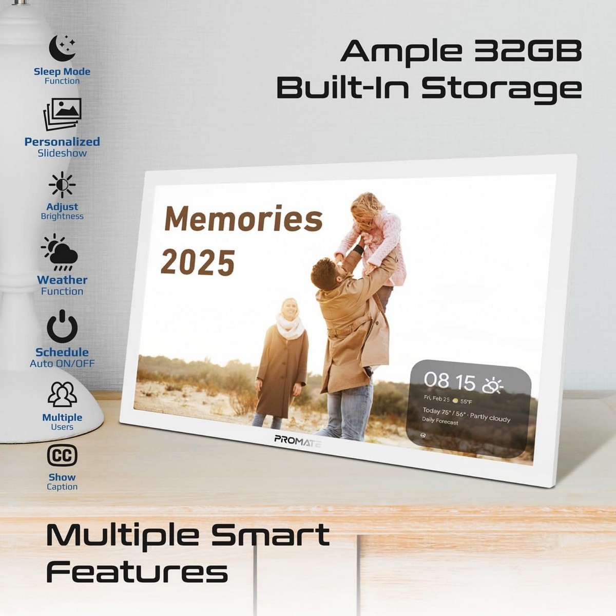 بروميت إطار صور رقمي لاسلكي بشاشة لمس Full HD Memoria