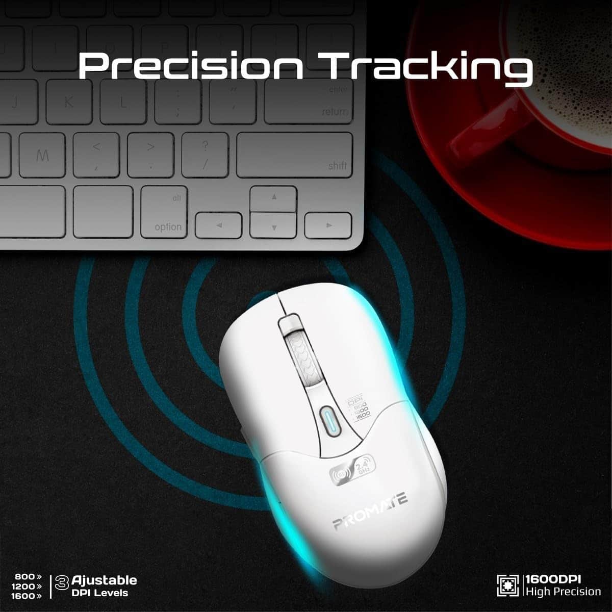 Promate Samo Bluetooth 2.4GHz Rechargeable Wireless Mouse