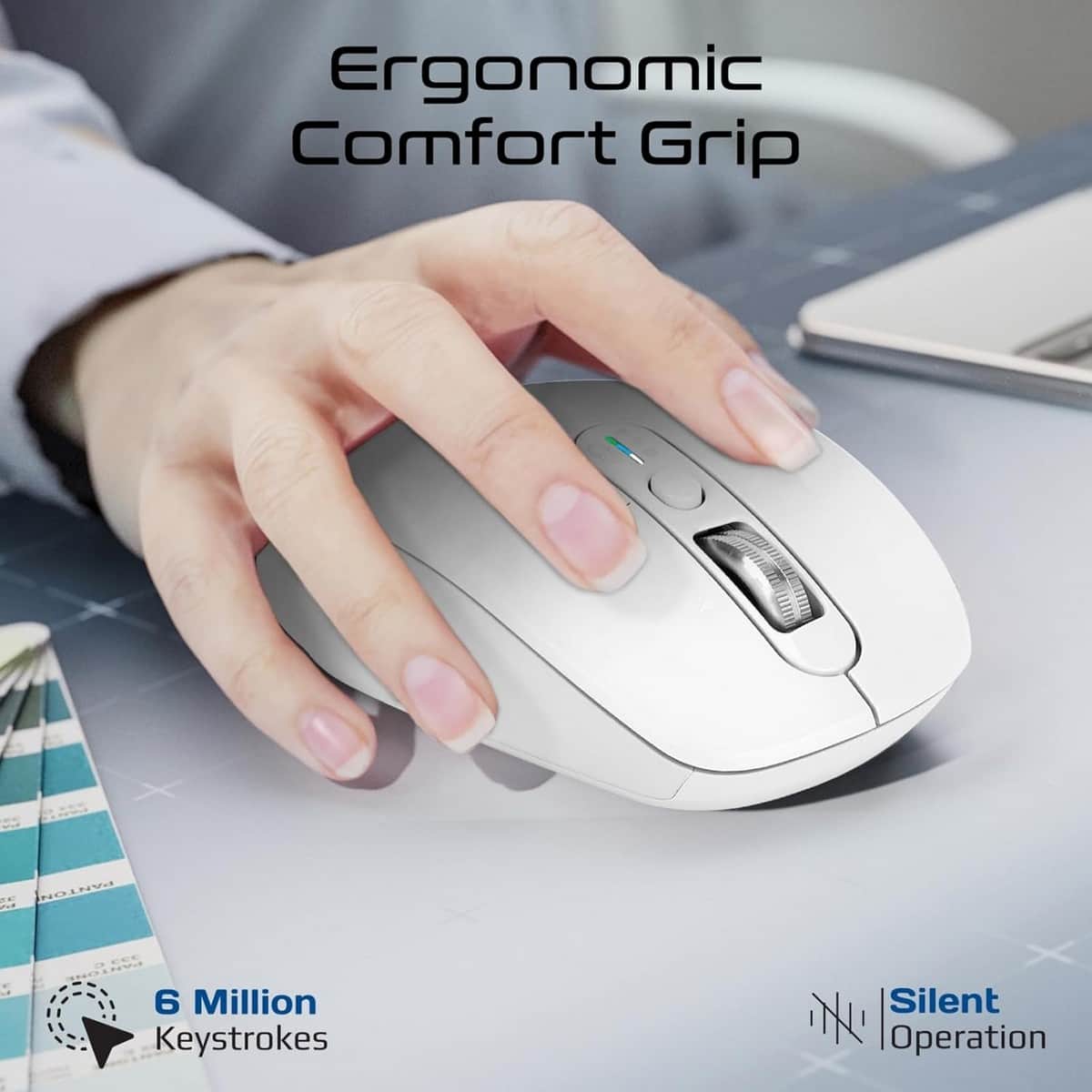 Promate SamoTri Triple Mode Wireless Mouse with Flying Scroll Wheel