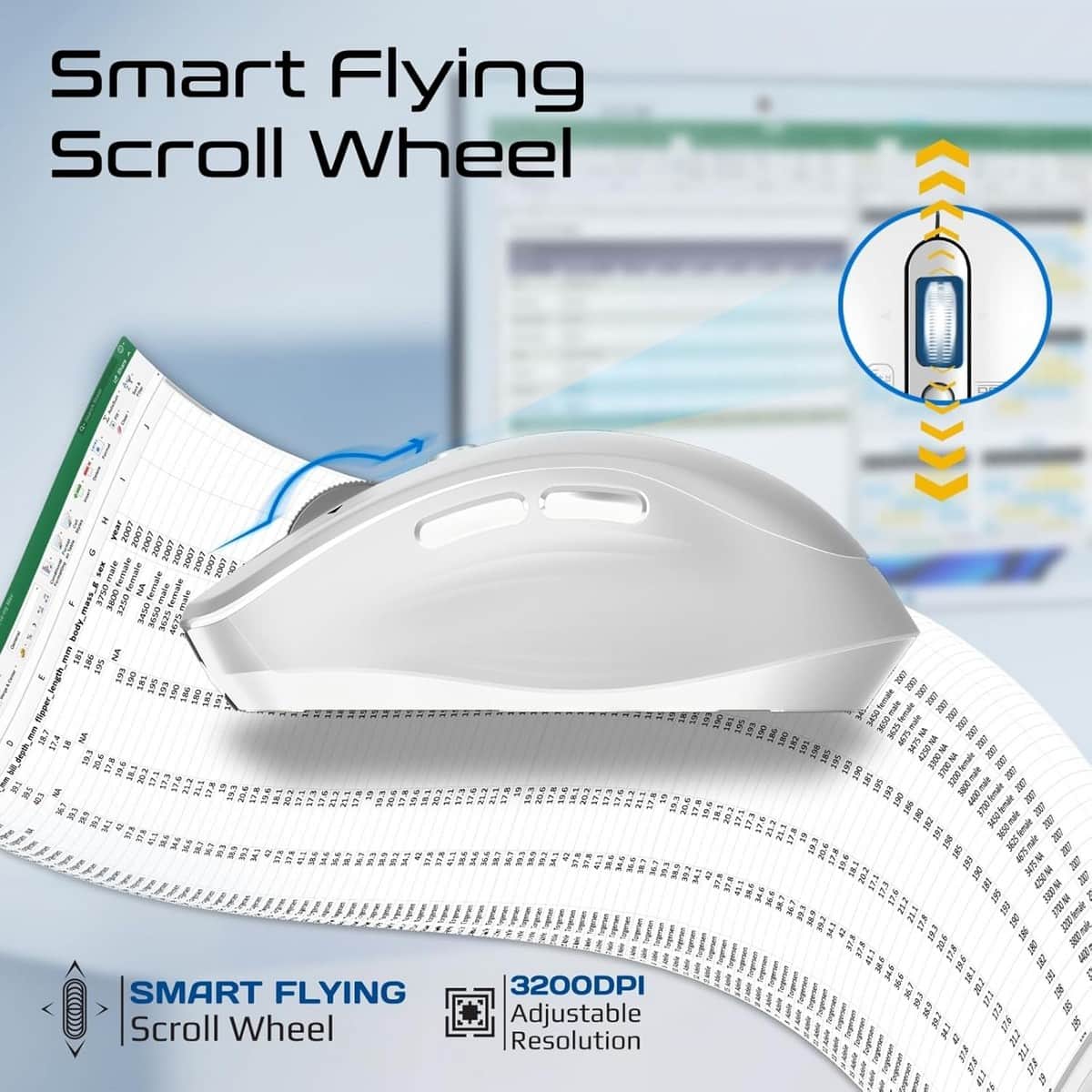 Promate SamoTri Triple Mode Wireless Mouse with Flying Scroll Wheel