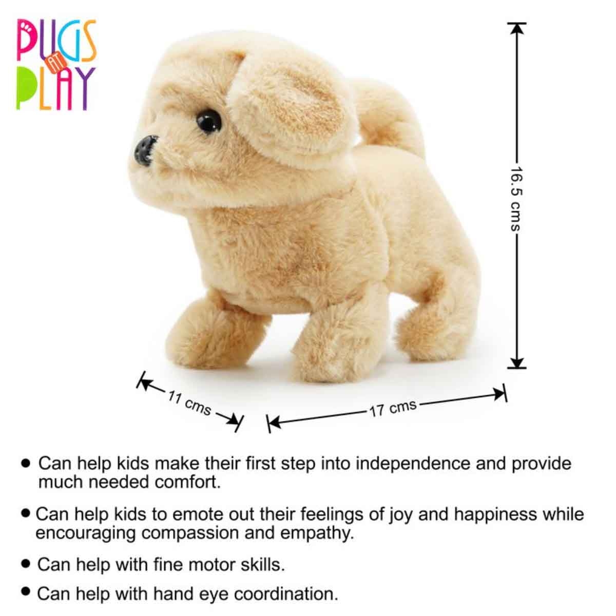 Pugs At Play 6.5" Battery Operated Walking Goldie Soft Toy Unisex, 3-4 Years