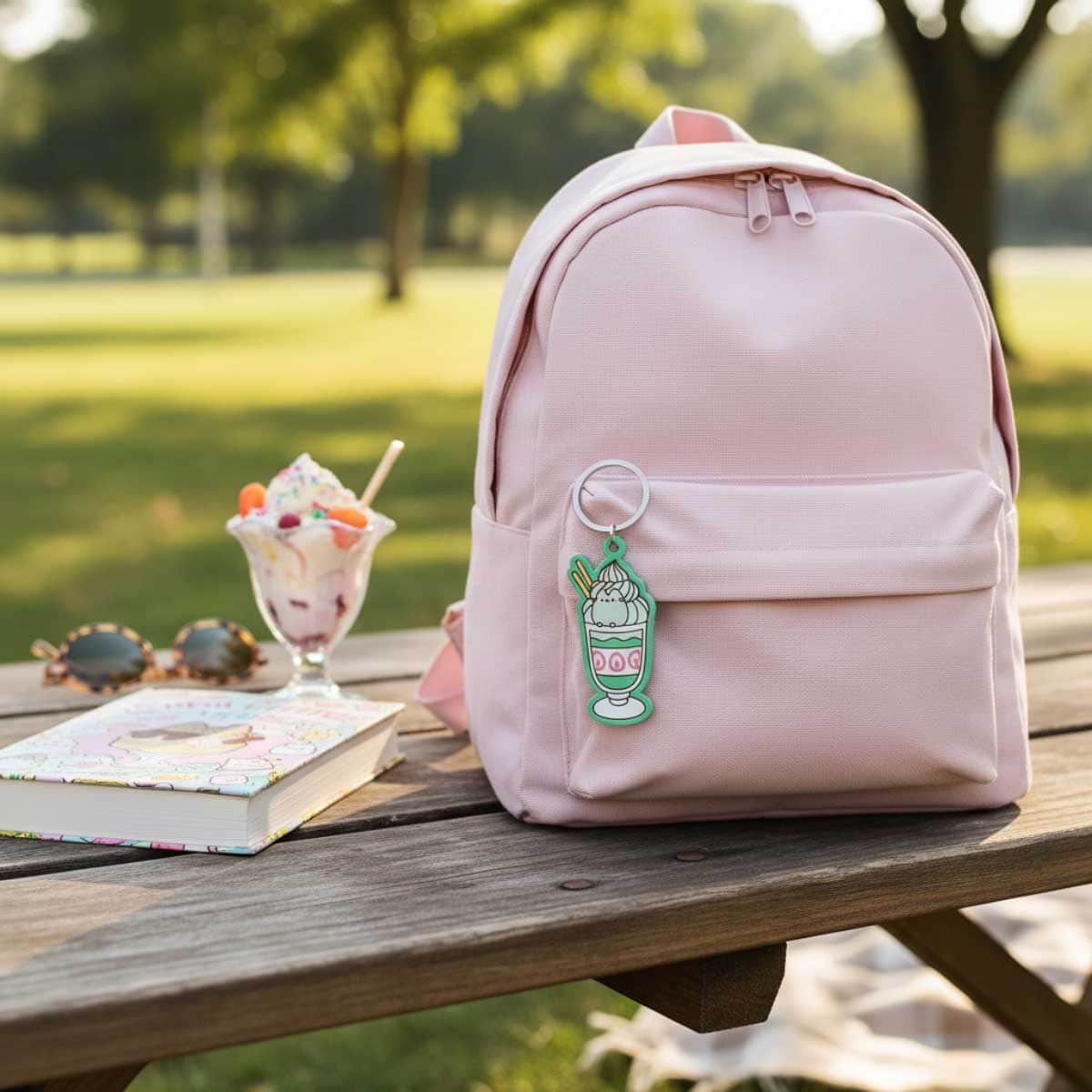 Pyramid Pusheen the Cat Matcha Keychain