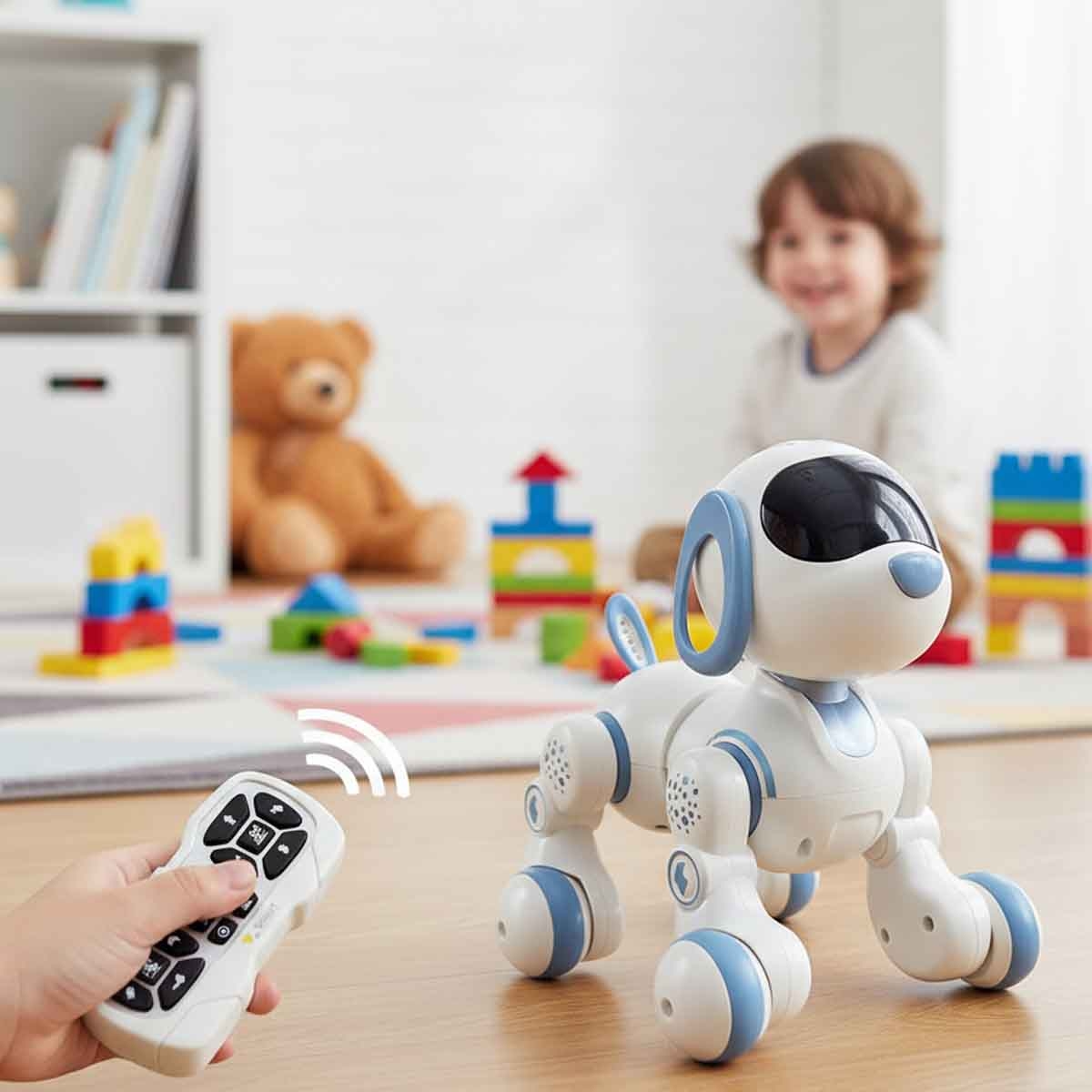 أمويل لعبة روبوت كلب أليف بالتحكم عن بعد للأولاد، عمر 3-4 سنوات