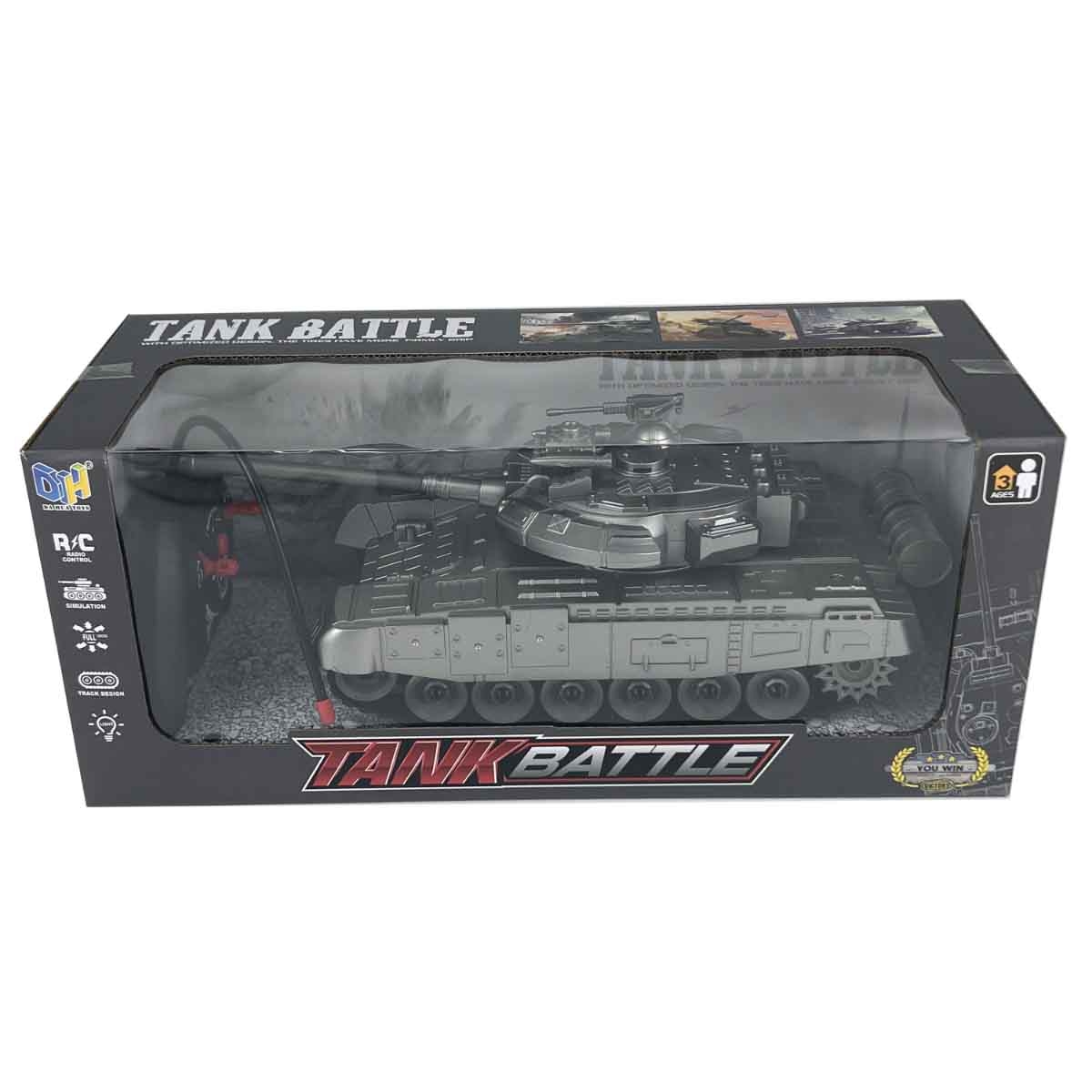 دا هوا تويز سيارة دبابة بالتحكم مزودة بإضاءة وموسيقى موديل DH666-62A للجنسين، عمر 3-4 سنوات