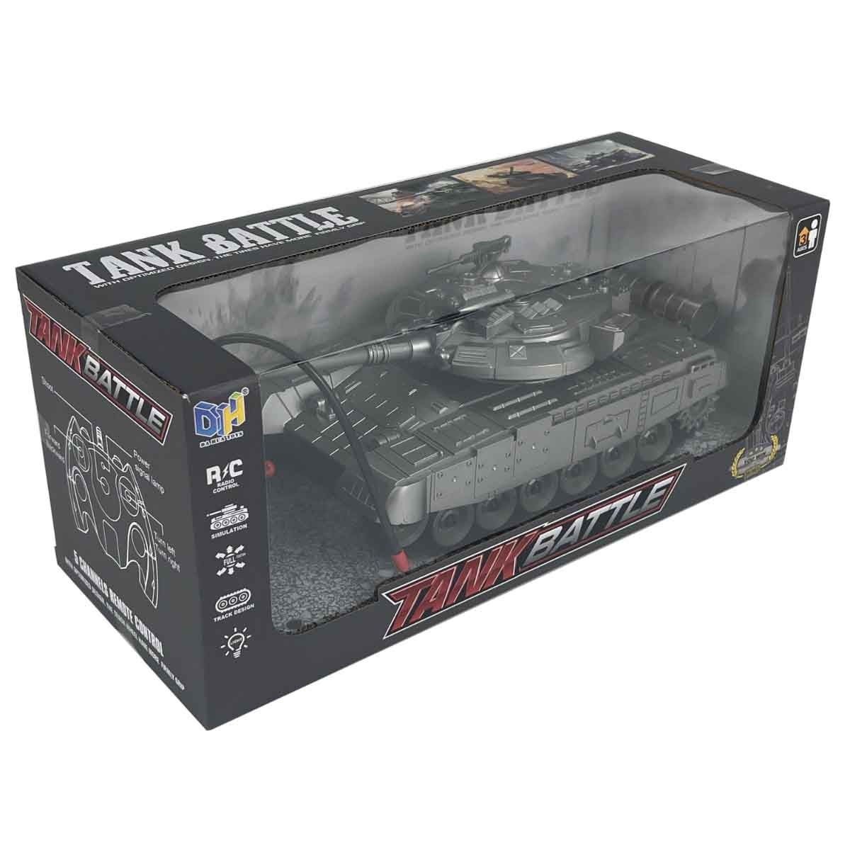 دا هوا تويز سيارة دبابة بالتحكم مزودة بإضاءة وموسيقى موديل DH666-62A للجنسين، عمر 3-4 سنوات