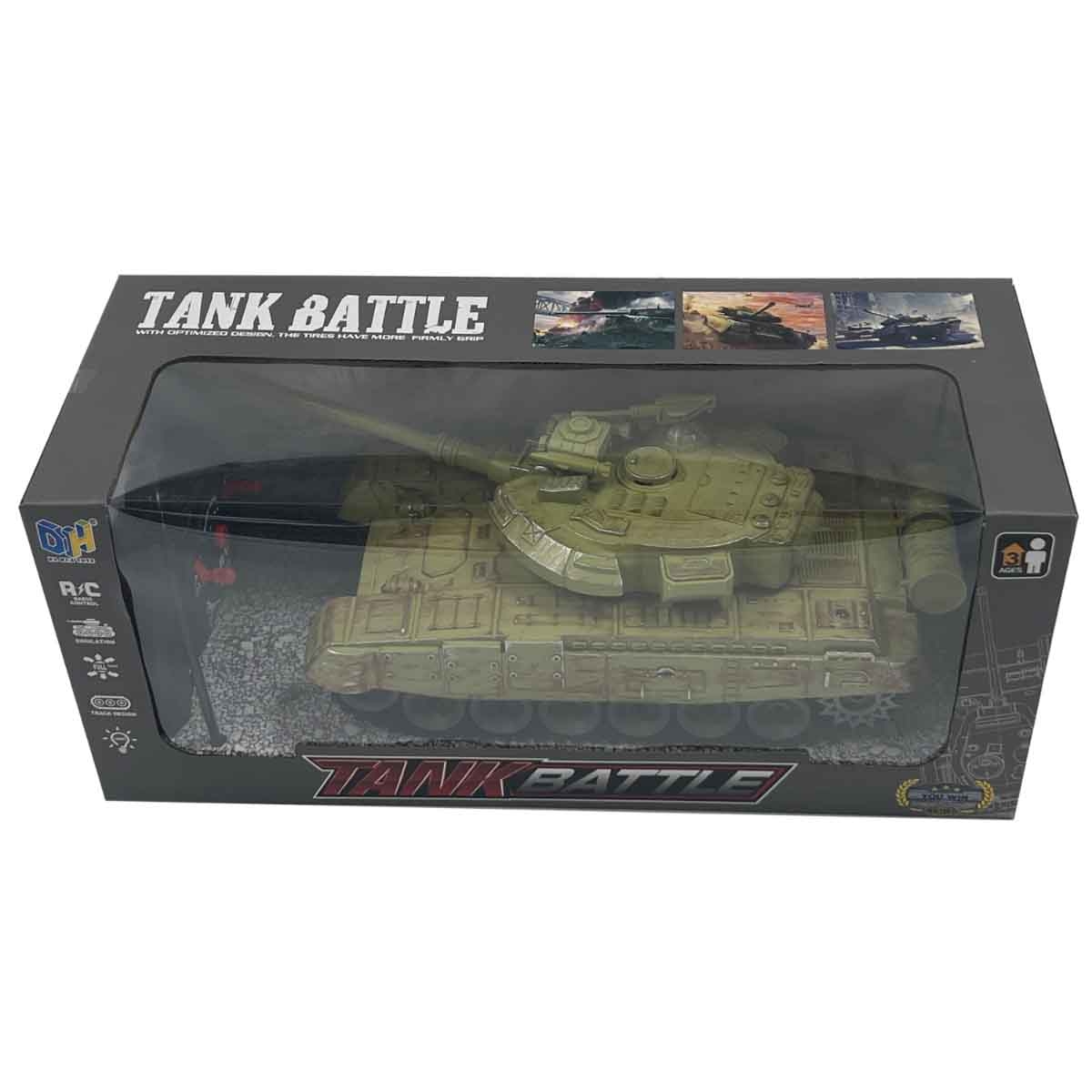 دا هوا تويز سيارة دبابة بالتحكم مزودة بإضاءة وموسيقى موديل DH666-63A للجنسين، عمر 3-4 سنوات