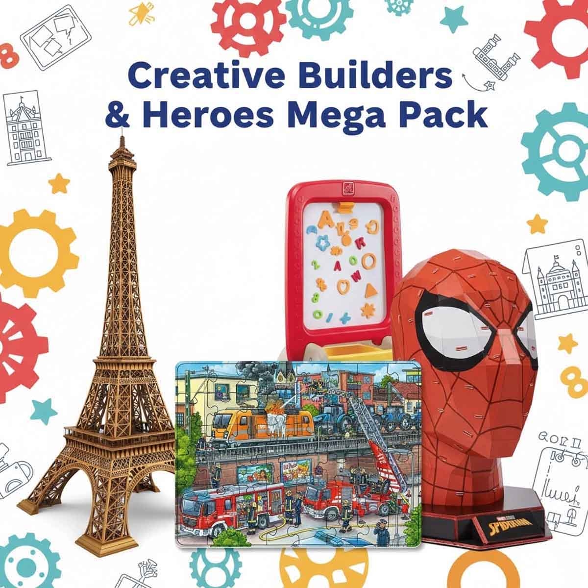 Ravensburger Firefighters + 3D Eiffel Tower Puzzles with Step2 Easel & 4D Build Puzzle Bundle Unisex, 13+ Years