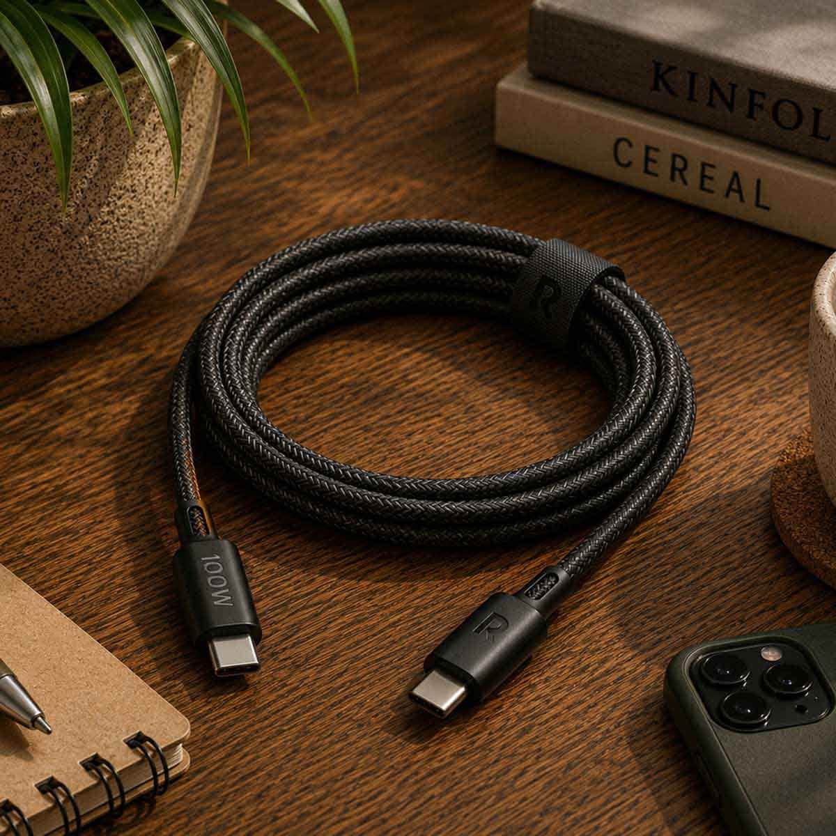 RAVPower 1.5m Nylon Braided 100W USB-C to USB-C Cable