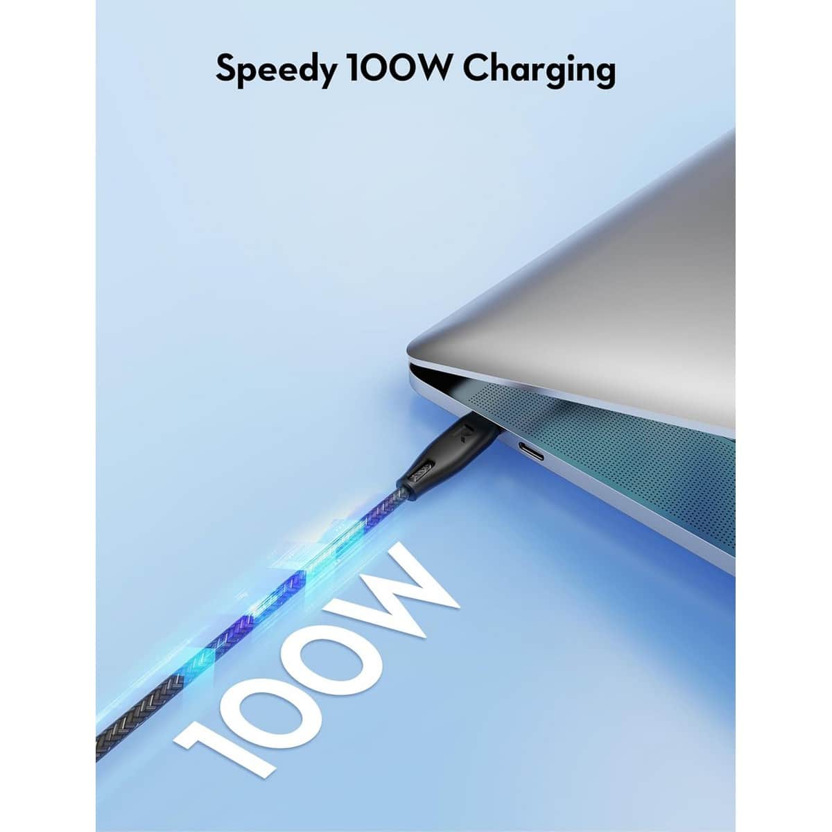 RAVPower 1.5m Nylon Braided 100W USB-C to USB-C Cable