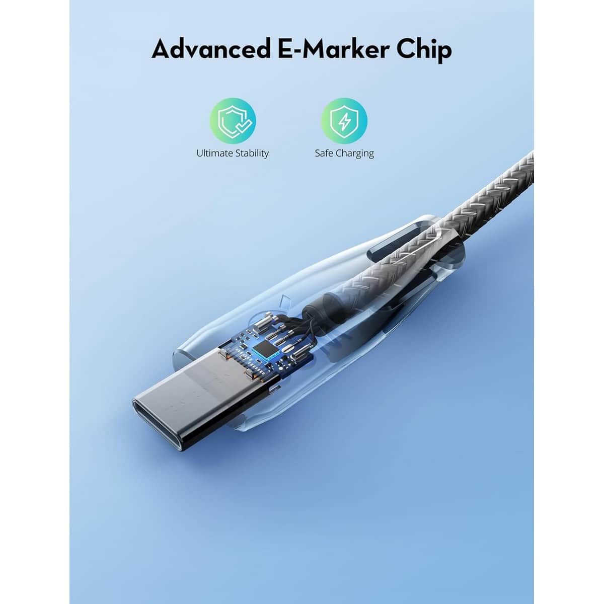 RAVPower 1.5m Nylon Braided 100W USB-C to USB-C Cable