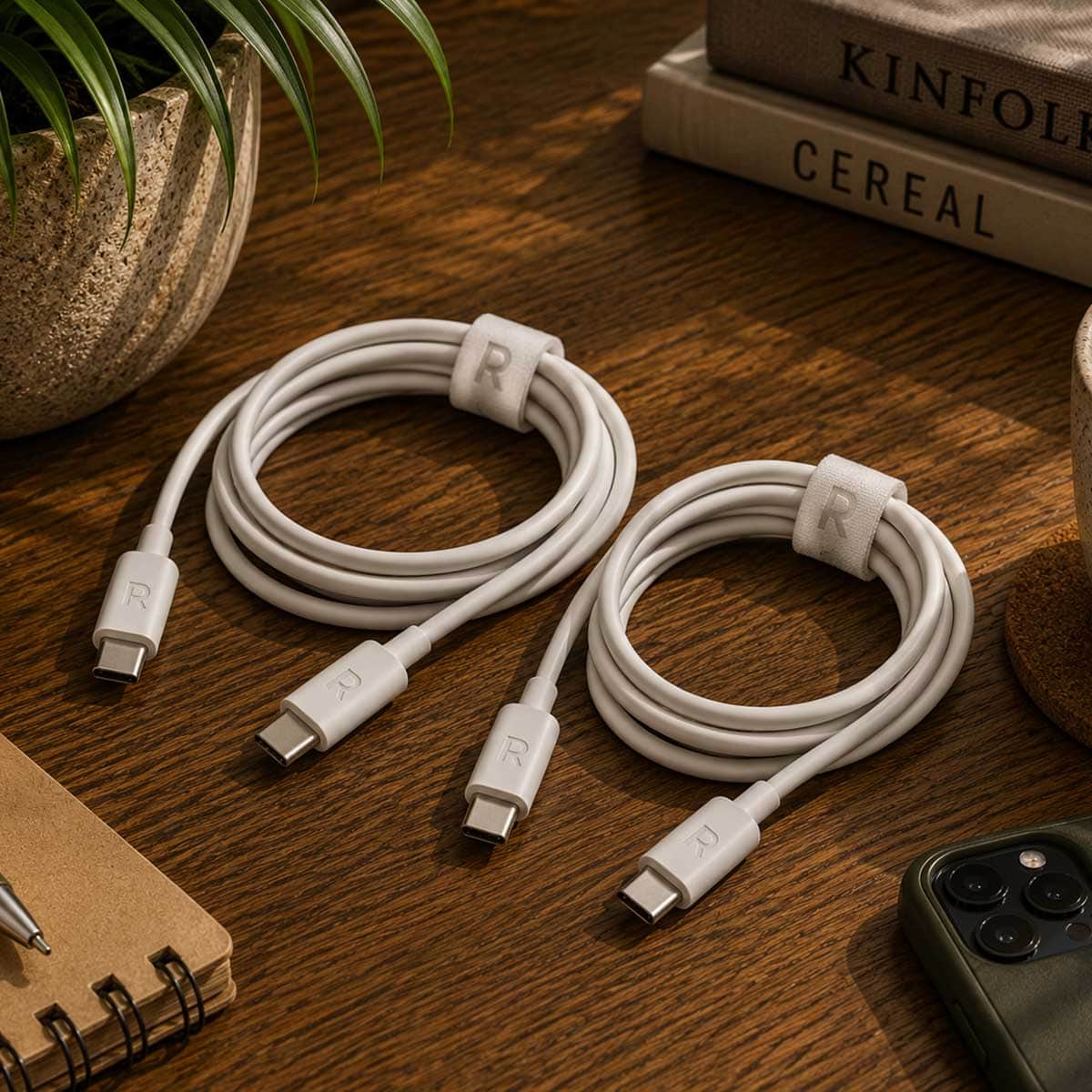 راف باور طقم كابلات USB-C إلى USB-C بطول 1 متر و2 متر مكون من قطعتين