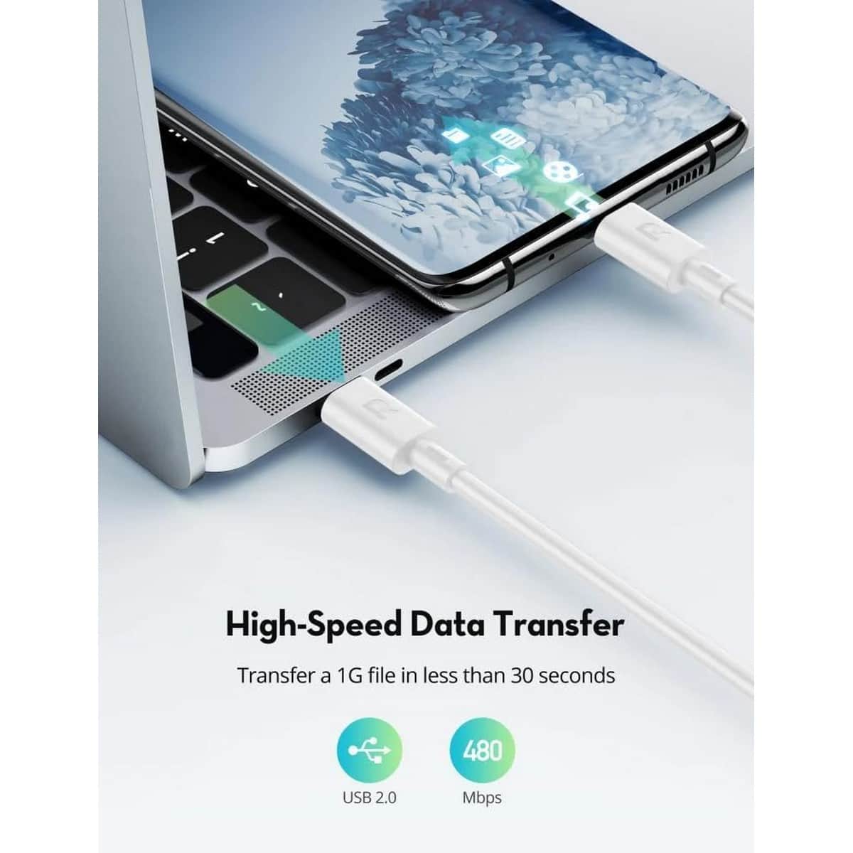 راف باور طقم كابلات USB-C إلى USB-C بطول 1 متر و2 متر مكون من قطعتين