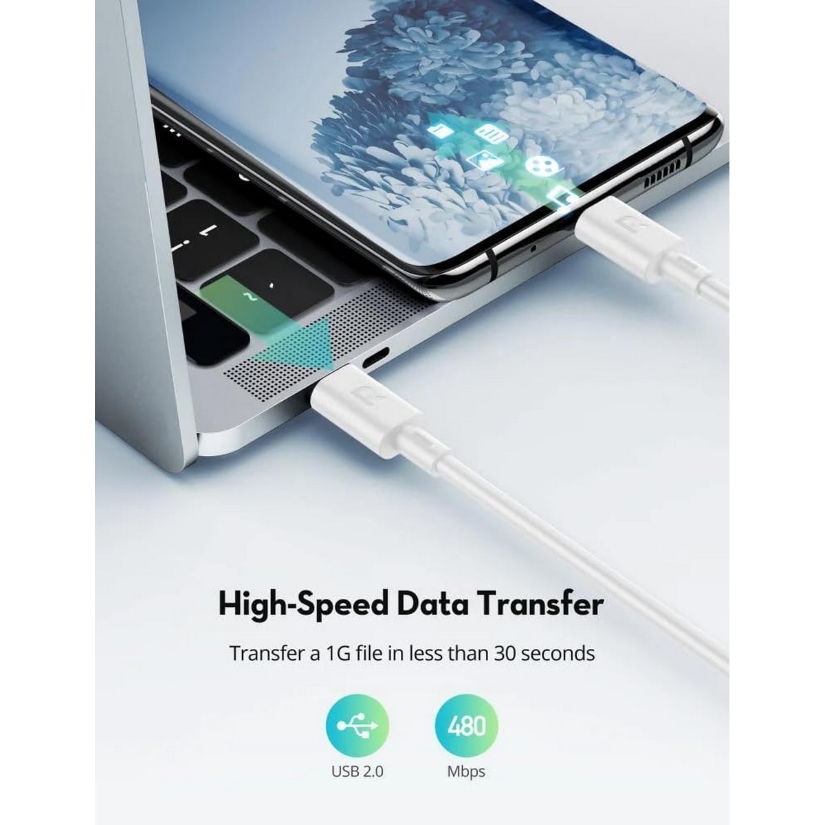 راف باور طقم كابلات USB-C إلى USB-C بطول 1 متر و2 متر مكون من قطعتين