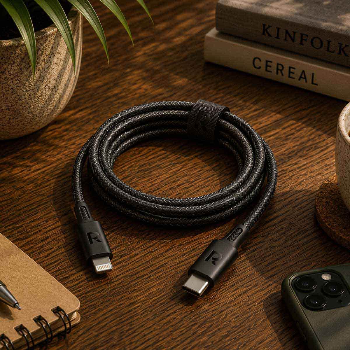 راف باور كابل USB-C إلى لايتنينج نايلون مضفر