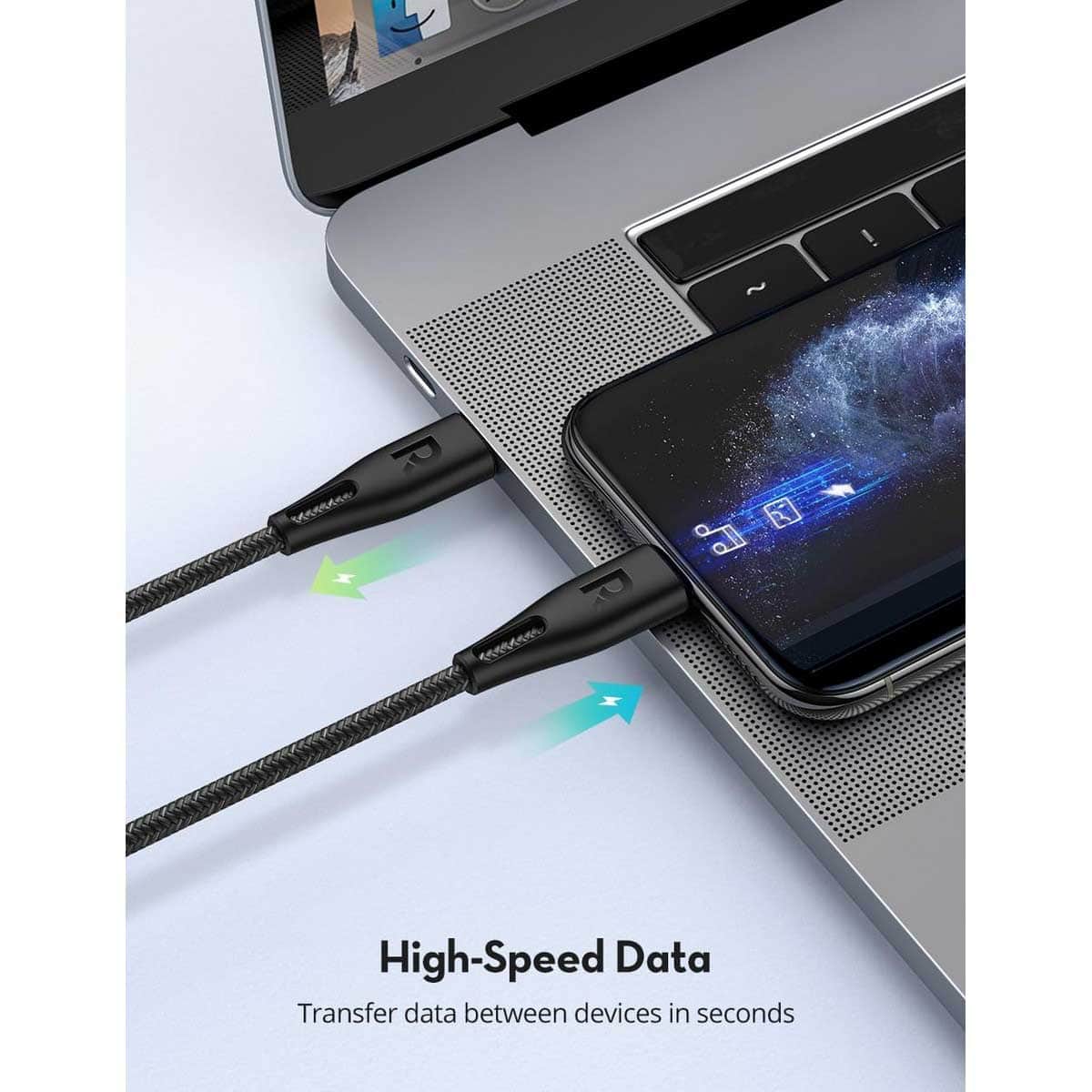 راف باور كابل USB-C إلى لايتنينج نايلون مضفر