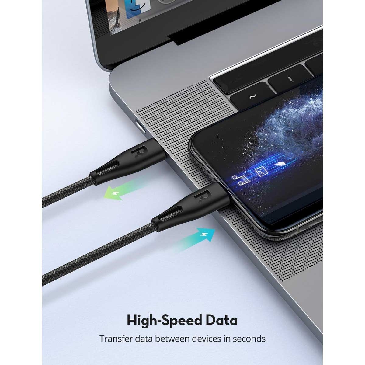 راف باور كابل USB-C إلى لايتنينج نايلون مضفر