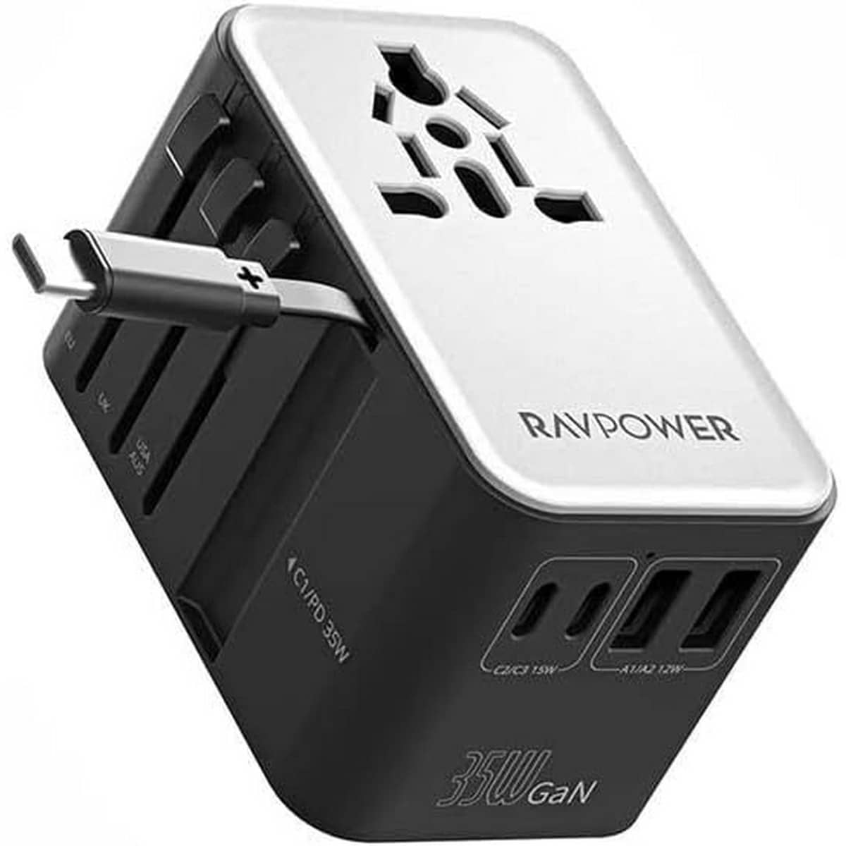 راف باور شاحن سفر 6 في 1 مع طقم كابل USB-C مدمج