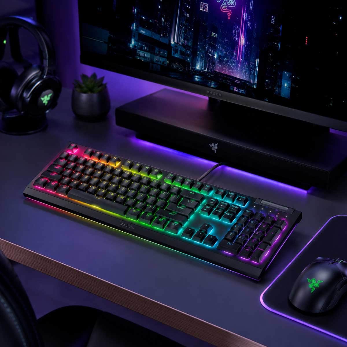 ريزر بلاك ويدو V4 X لوحة مفاتيح ألعاب بمفاتيح خضراء وبتصميم أحرف عربية