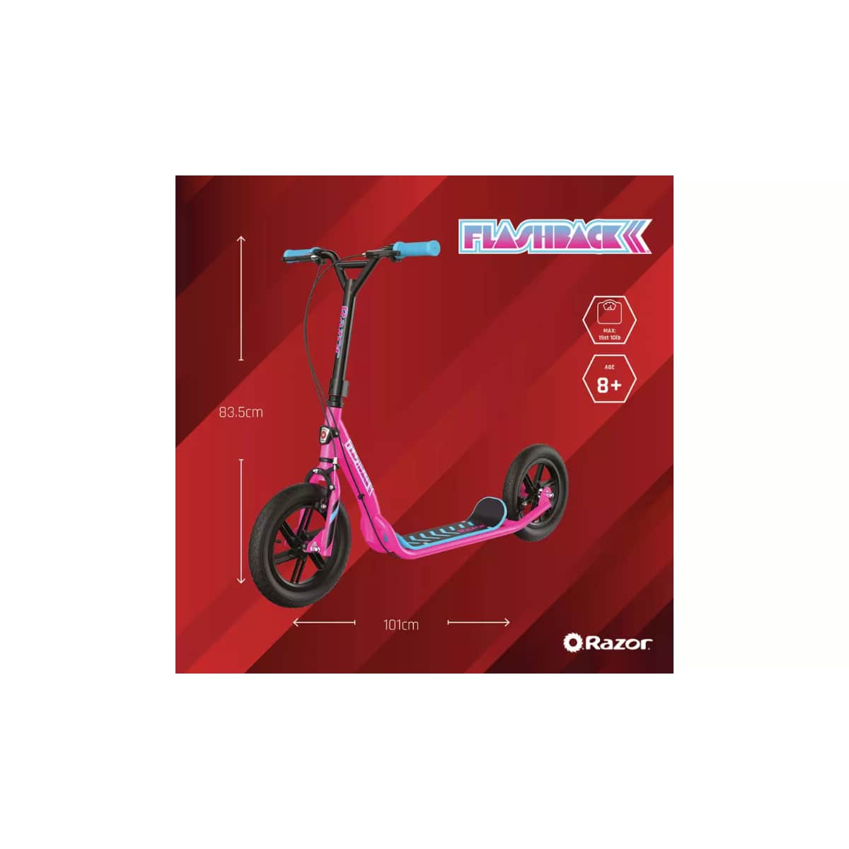 Razor Flashback Pink Kick Scooter Unisex, 8-10 Years