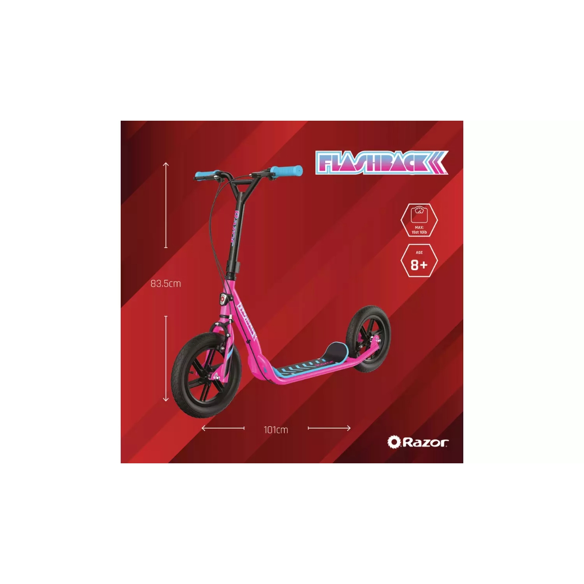 Razor Flashback Pink Kick Scooter Unisex, 8-10 Years