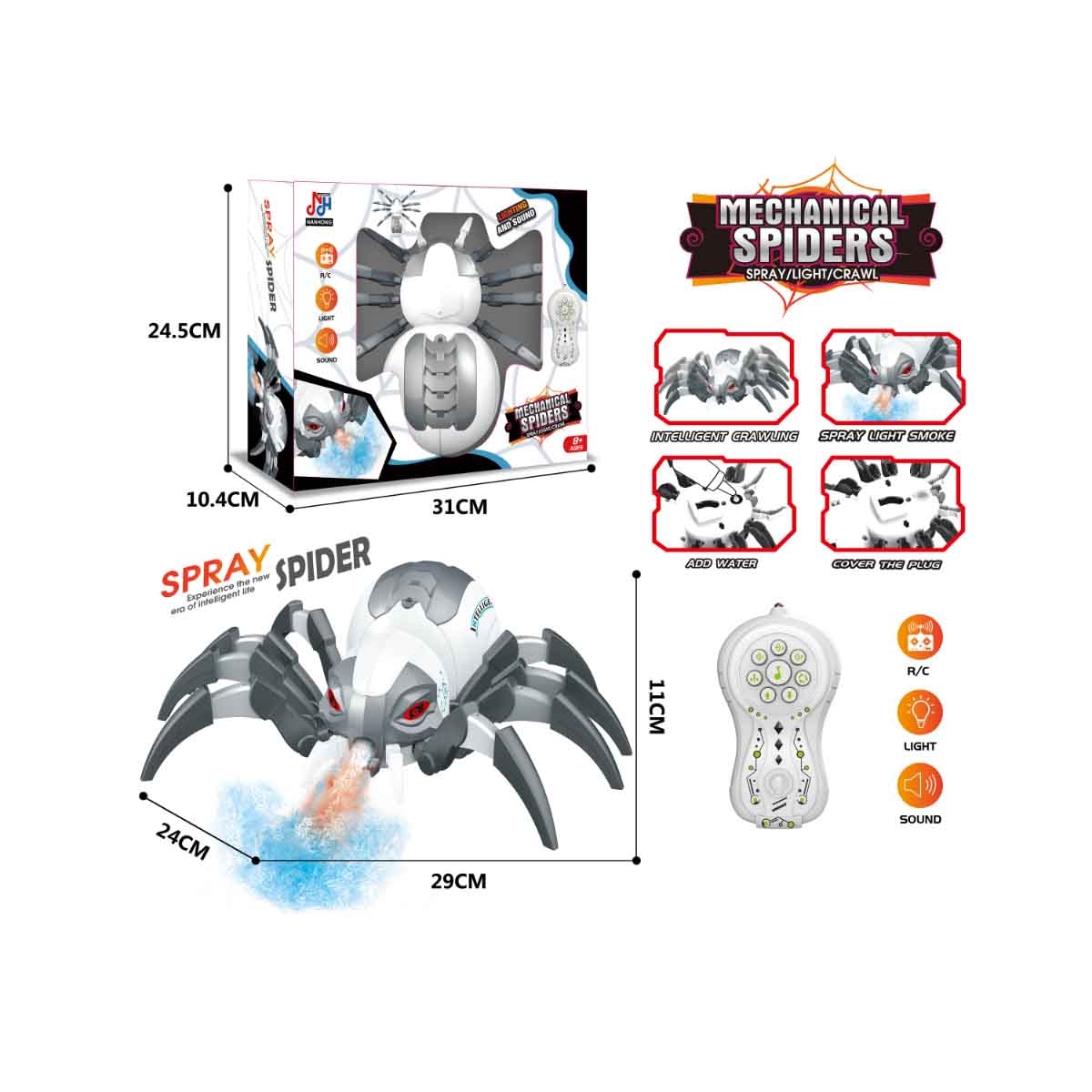 نانهونغ لعبة روبوت عنكبوت ميكانيكي بالتحكم عن بعد للأولاد، عمر 8-10 سنوات
