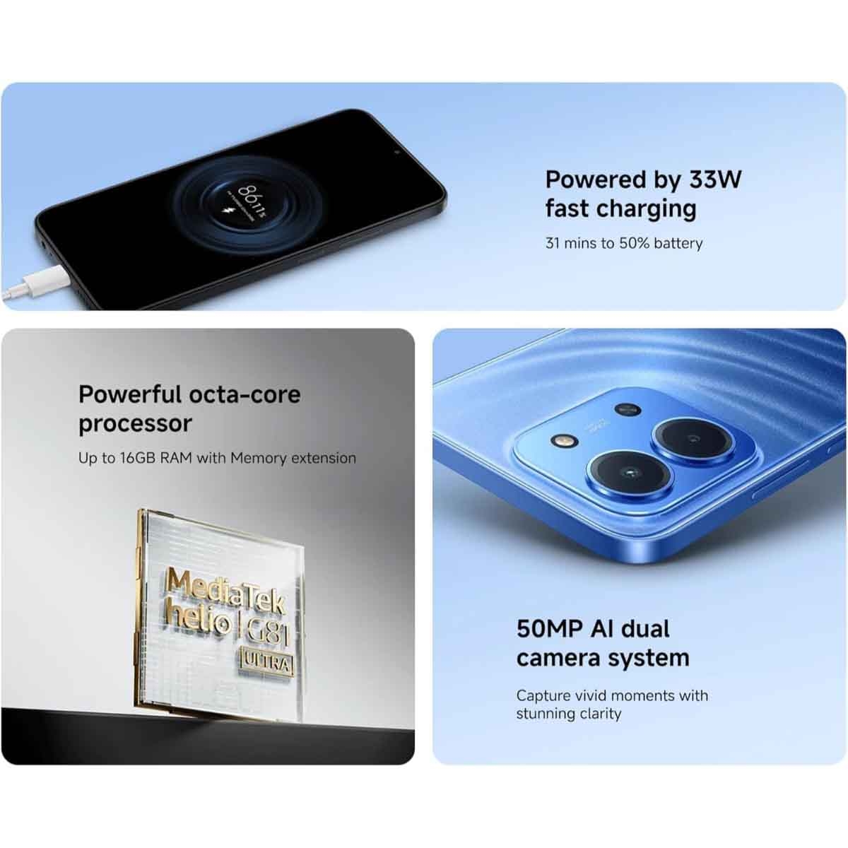 ريدمي 15C 4G جوال اندرويد (4 جيجابايت RAM، 128 جيجابايت تخزين)