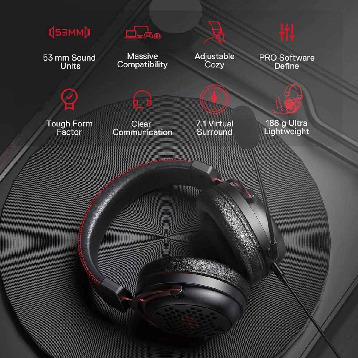 Redragon Black H386 Diomedes Wired Gaming Headset