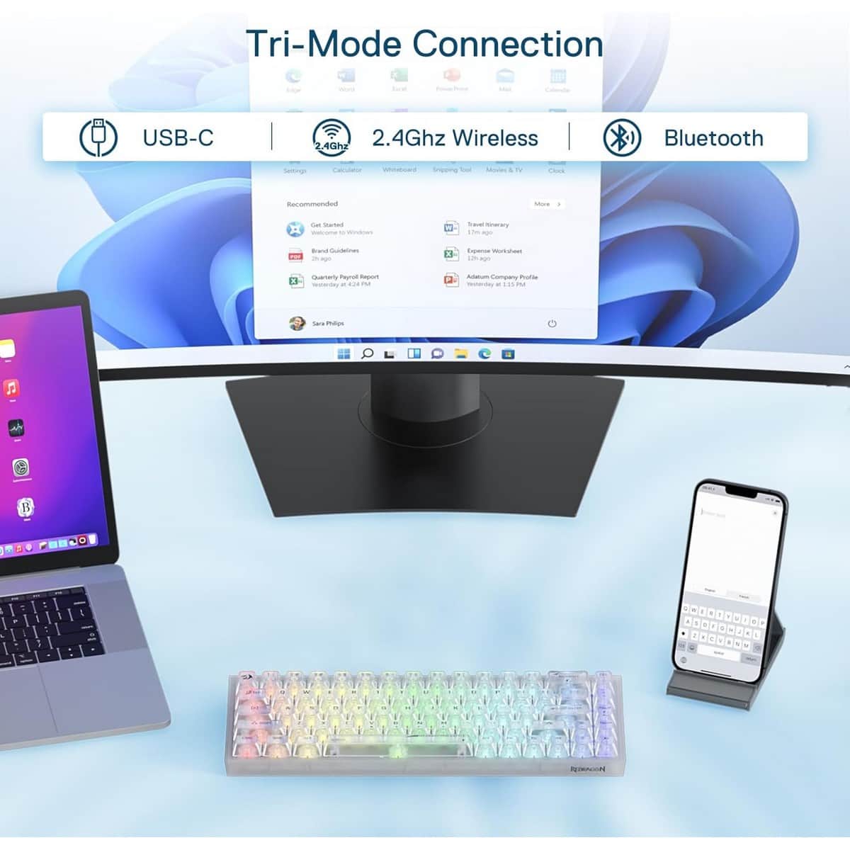 Redragon Castor K631 PRO 65% RGB Wireless Gaming Keyboard