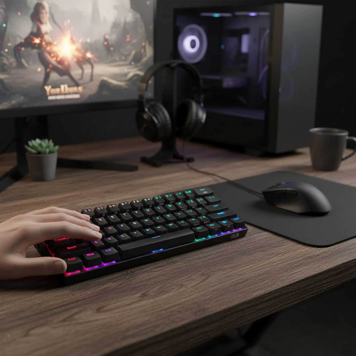 Redragon Draconic K530 PRO 60% Compact Brown Switch RGB Wireless Mechanical Gaming Keyboard