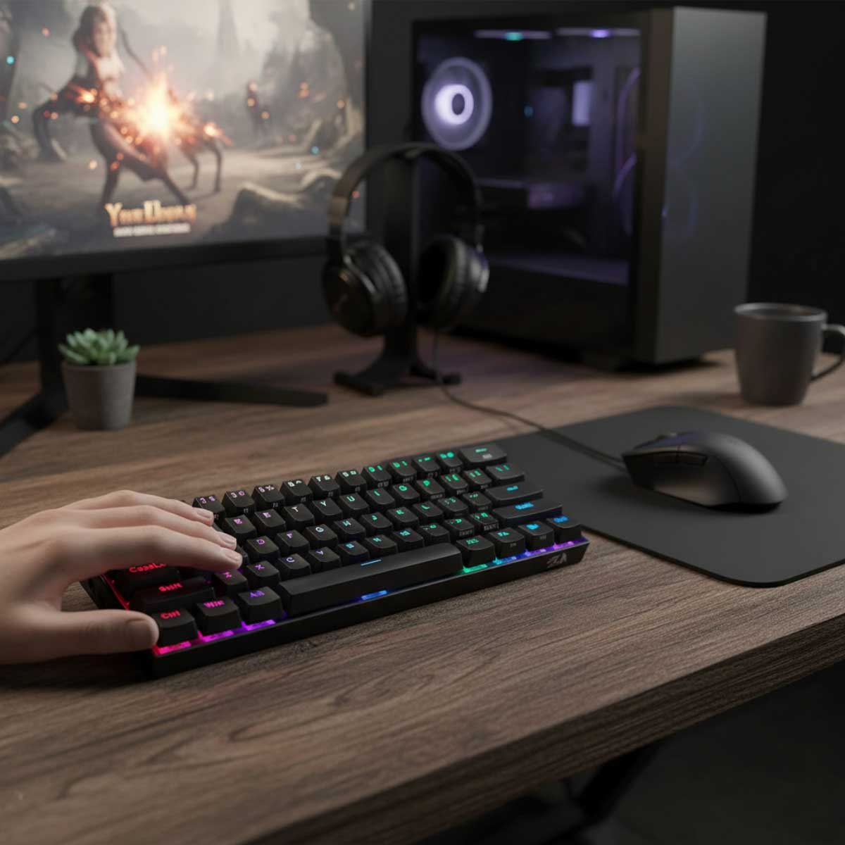 Redragon Draconic K530 PRO 60% Compact Brown Switch RGB Wireless Mechanical Gaming Keyboard