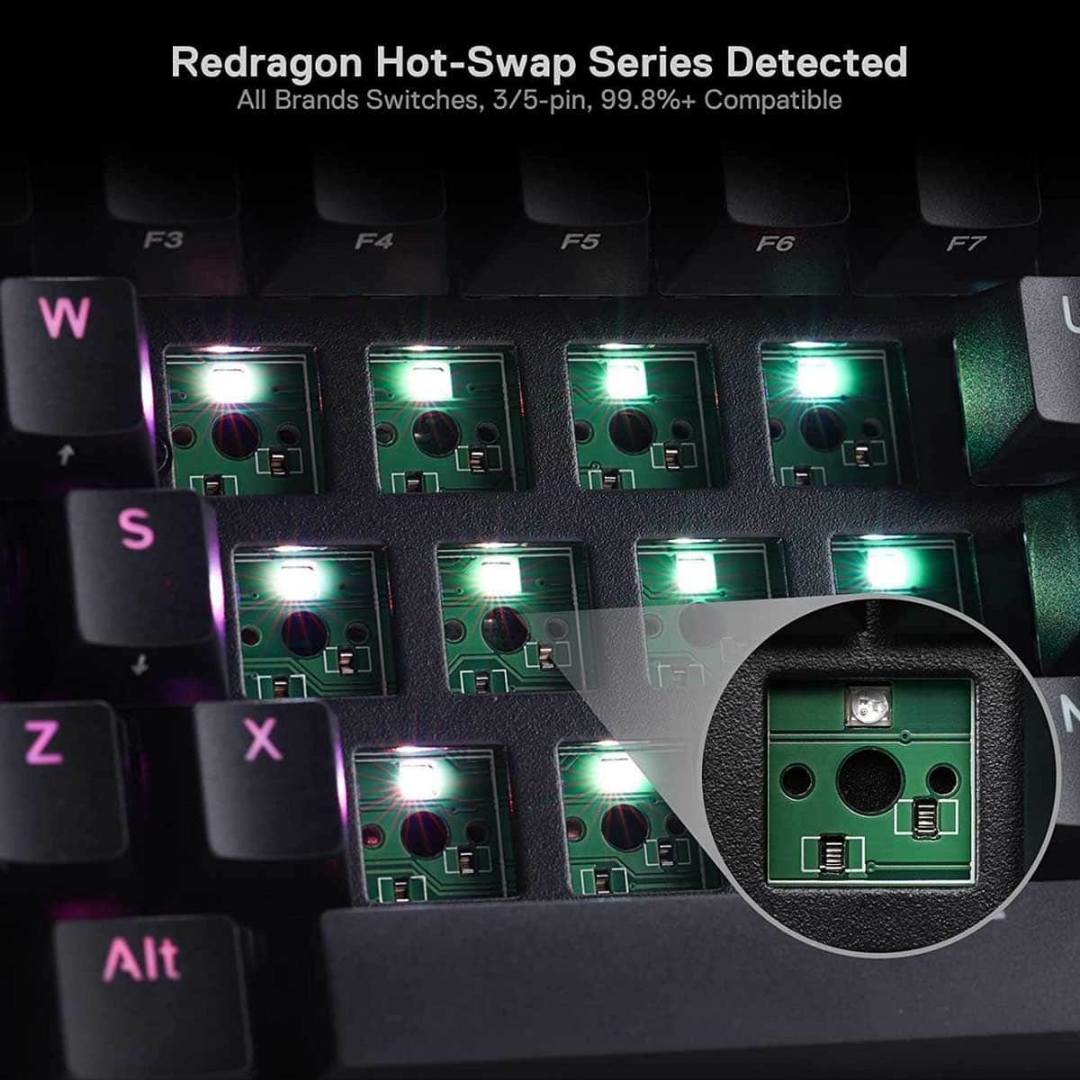 Redragon Draconic K530 PRO 60% Compact Brown Switch RGB Wireless Mechanical Gaming Keyboard