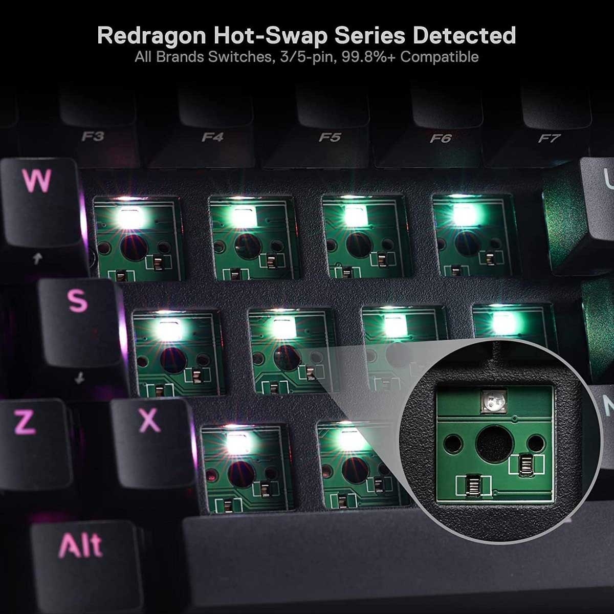 Redragon Draconic K530 PRO 60% Compact Brown Switch RGB Wireless Mechanical Gaming Keyboard