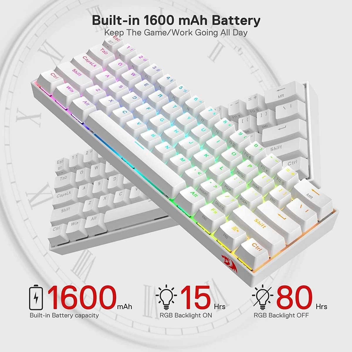 Redragon Draconic K530W 60% Compact Red Switch Wireless Mechanical Gaming Keyboard