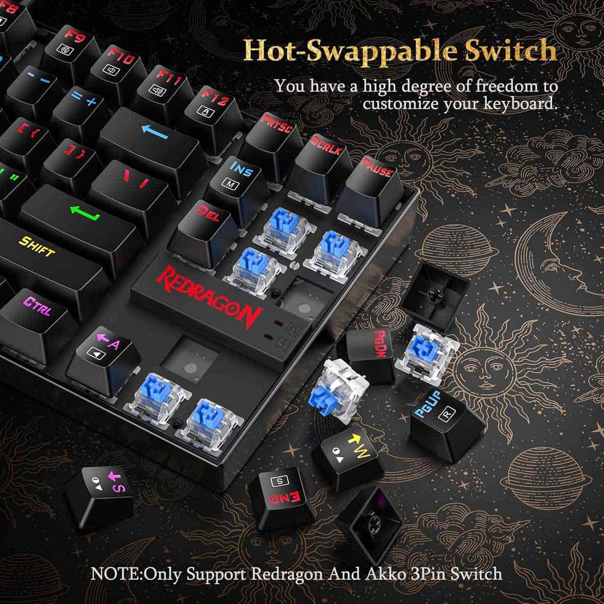 ريدراجون كيبورد ألعاب ميكانيكي Kumara K552 RGB-1 TKL سلكي