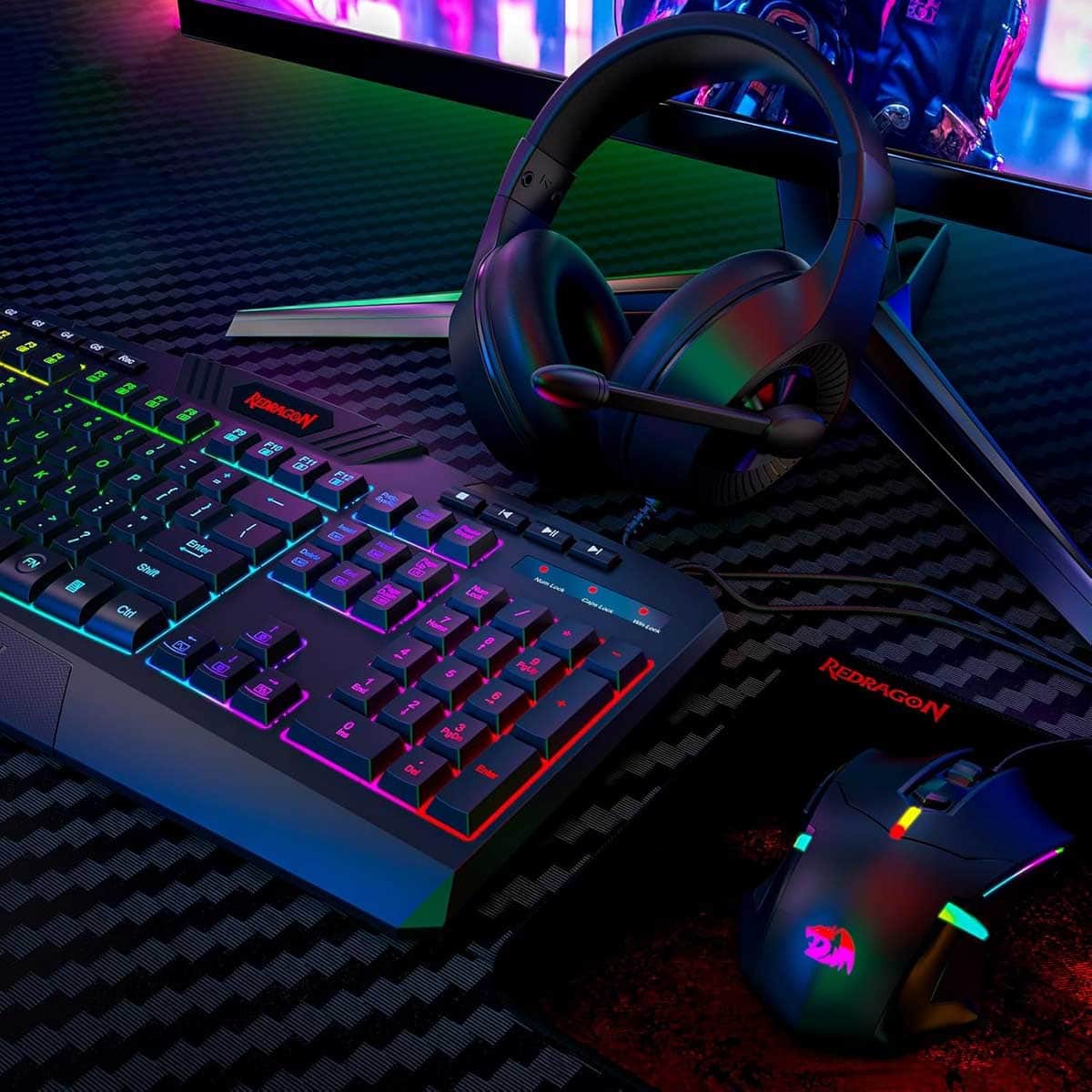 Redragon S101 Wired Gaming Keyboard, Mouse, Mouse Pad & Headset Bundle Set