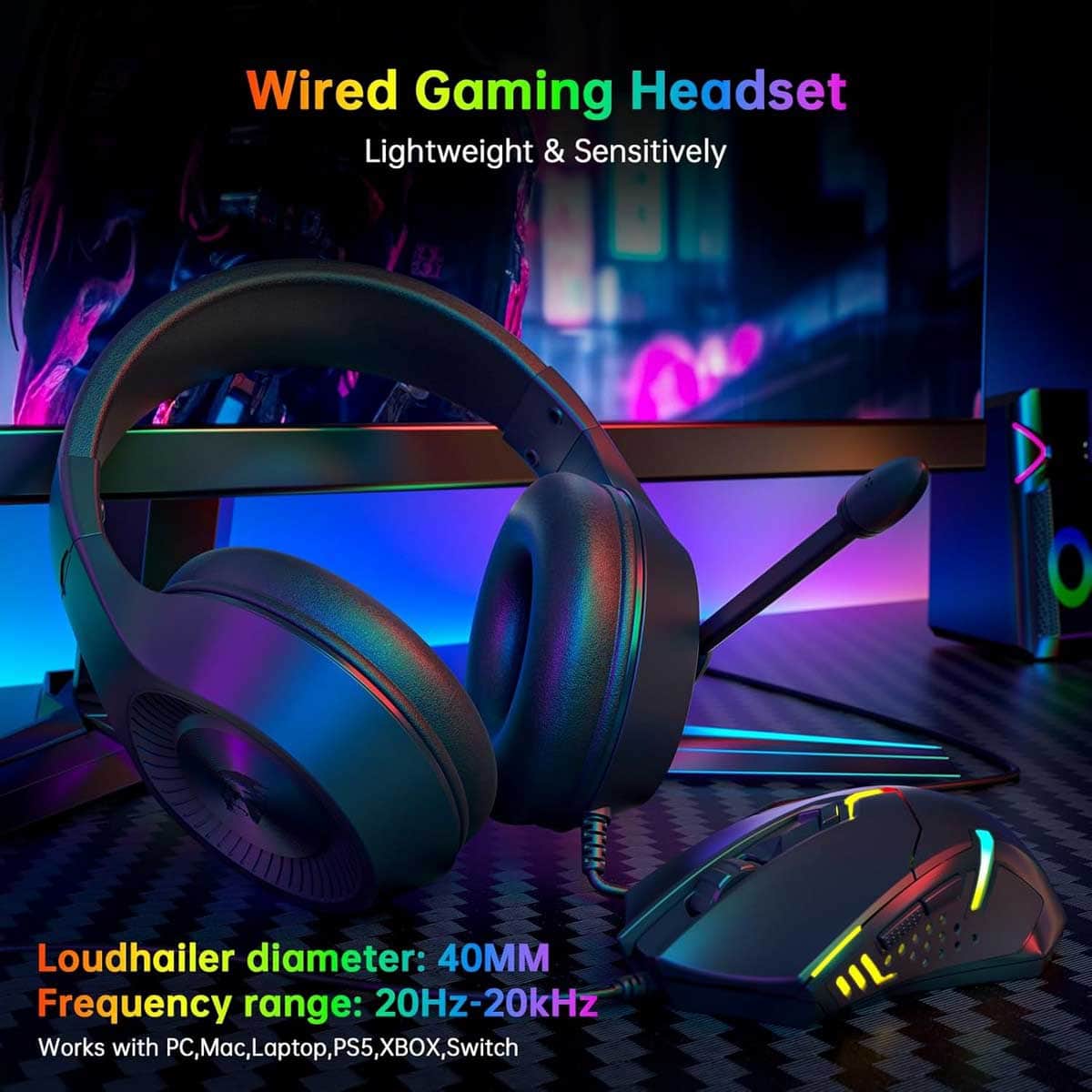 Redragon S101 Wired Gaming Keyboard, Mouse, Mouse Pad & Headset Bundle Set