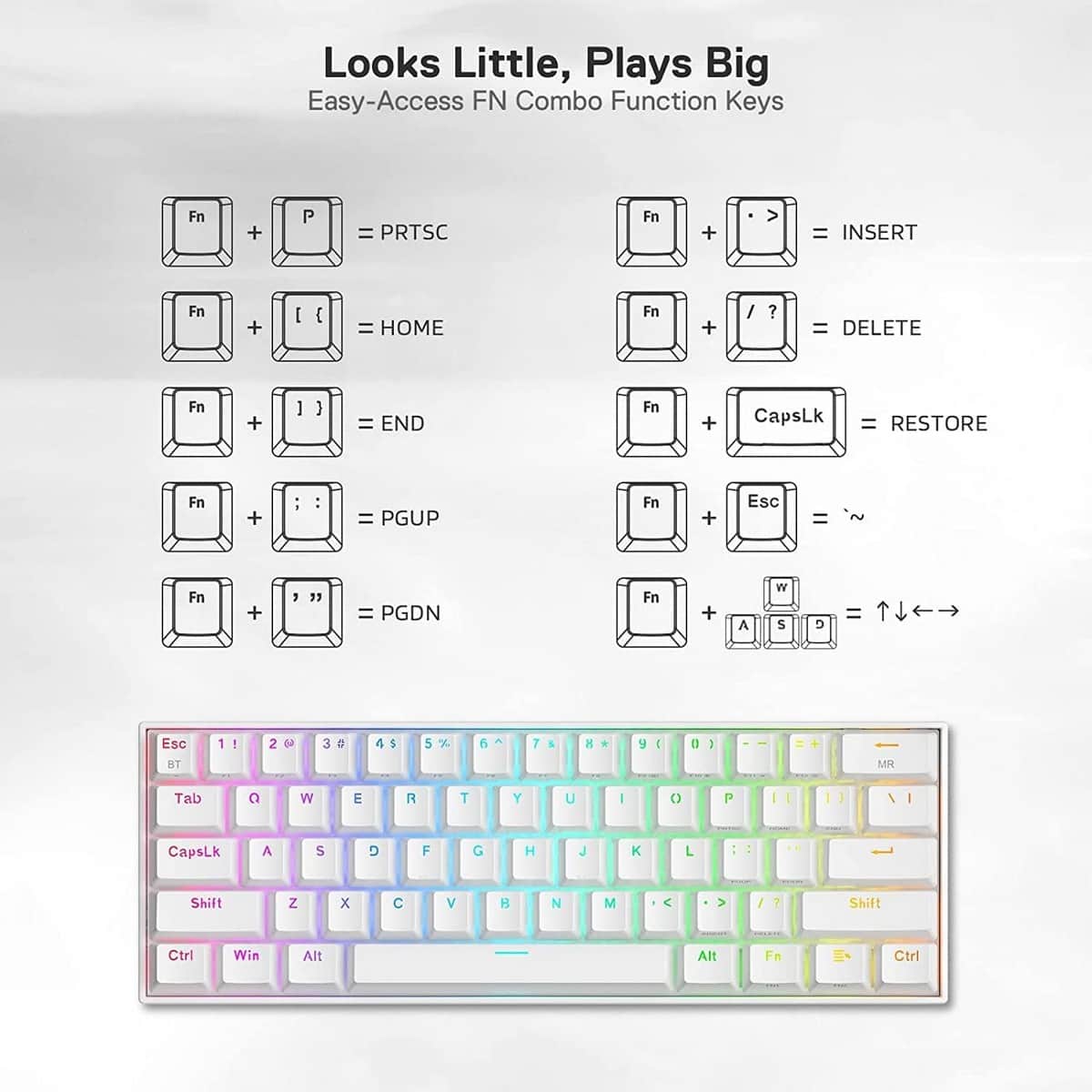 Redragon Draconic K530 PRO 60% Compact RGB Wireless Mechanical Gaming Keyboard